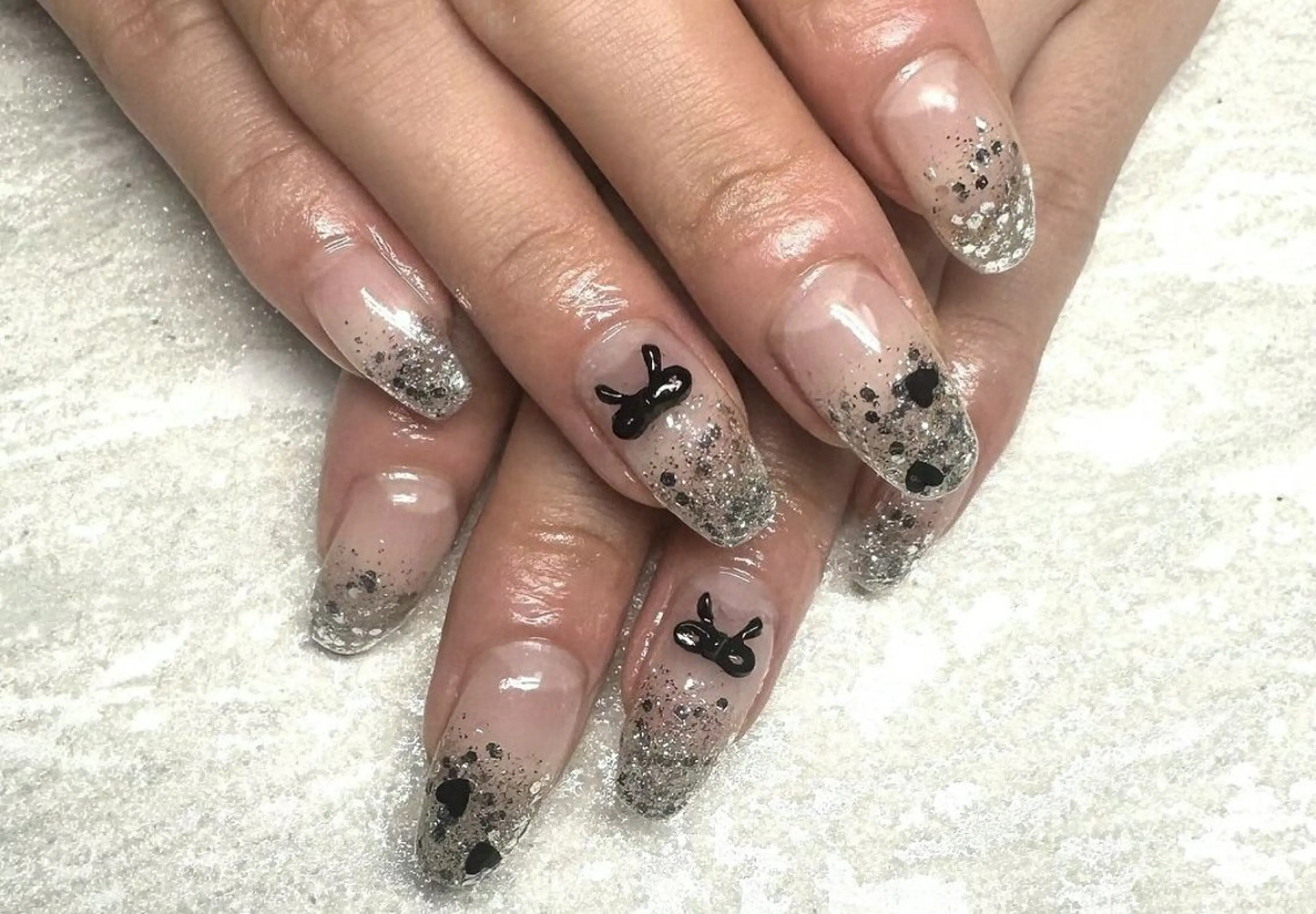 ネイル 韓国ネイル ニュアンスネイル リボン JULIE NAILのネイルデザイン