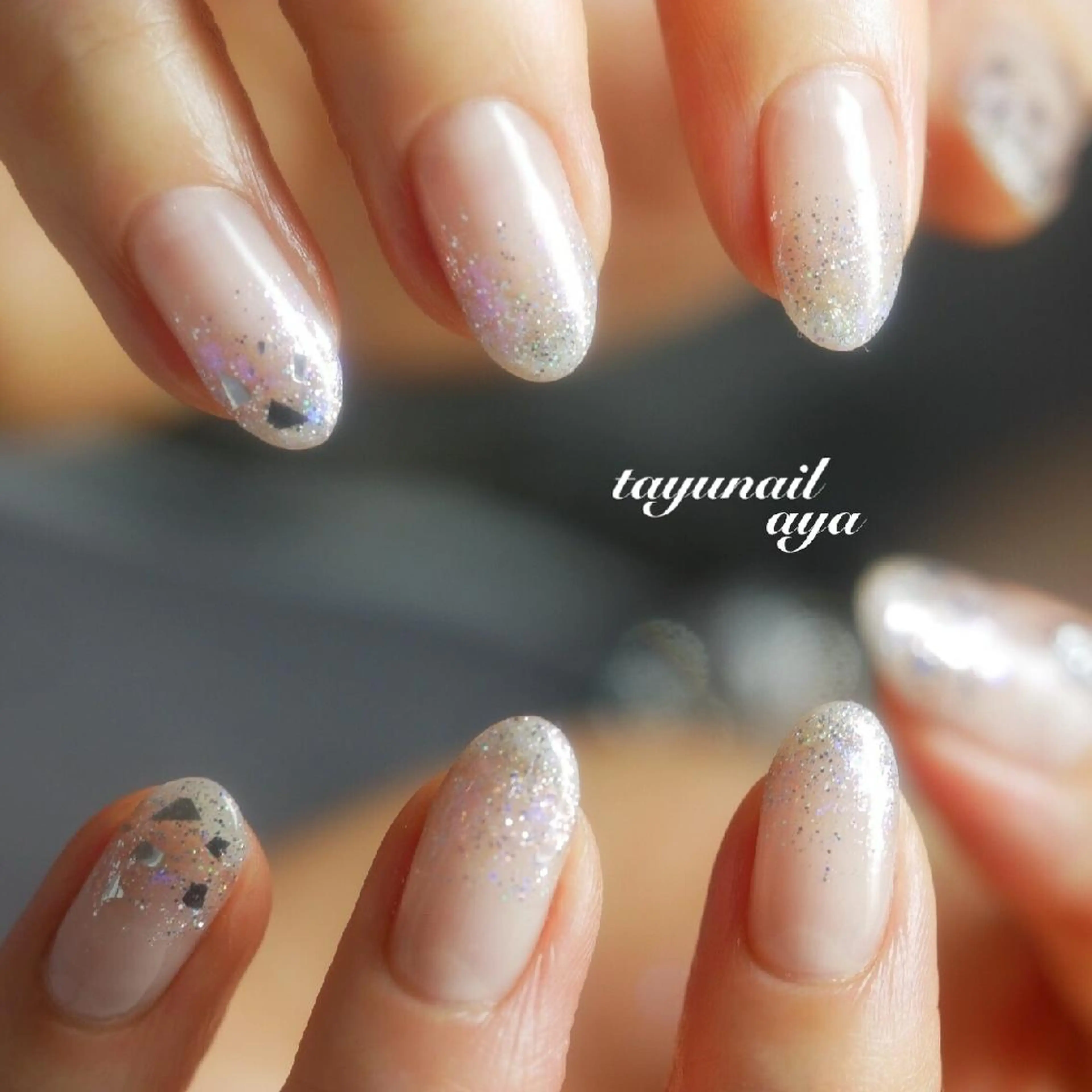 ネイル ブルー ジェルネイル グラデーション キラキラネイル ラメ(グリッター) ネイルサロン 【たゆnail】のネイルデザイン