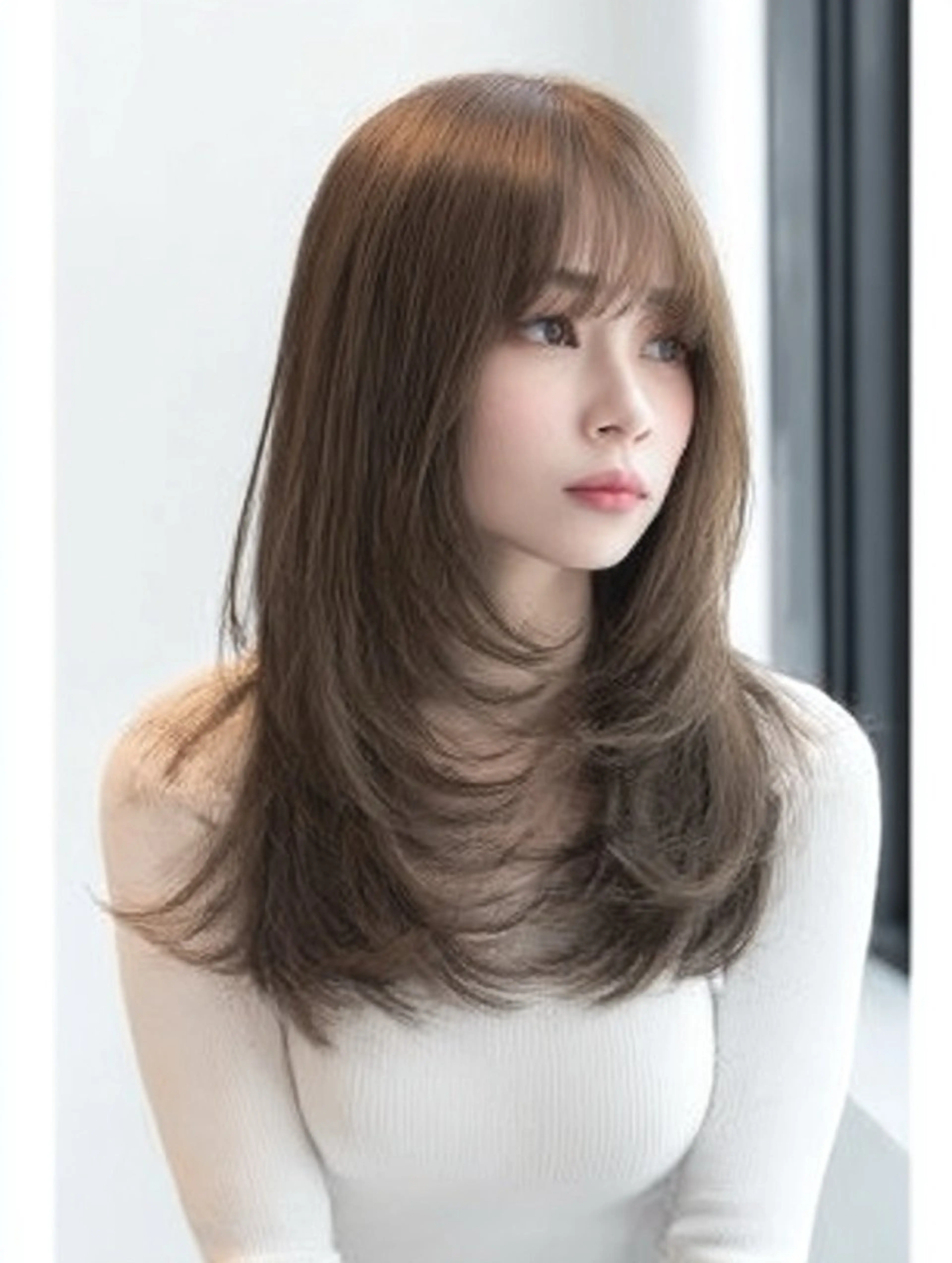 セミロング 顔まわりレイヤー 顔周りカット ハッシュカット ハイレイヤー 韓国風ヘア カット 縮毛矯正 トリートメント ✨毛髪診断で絶対綺麗 ✨美髪艶髪専門✨高浪のヘアスタイル