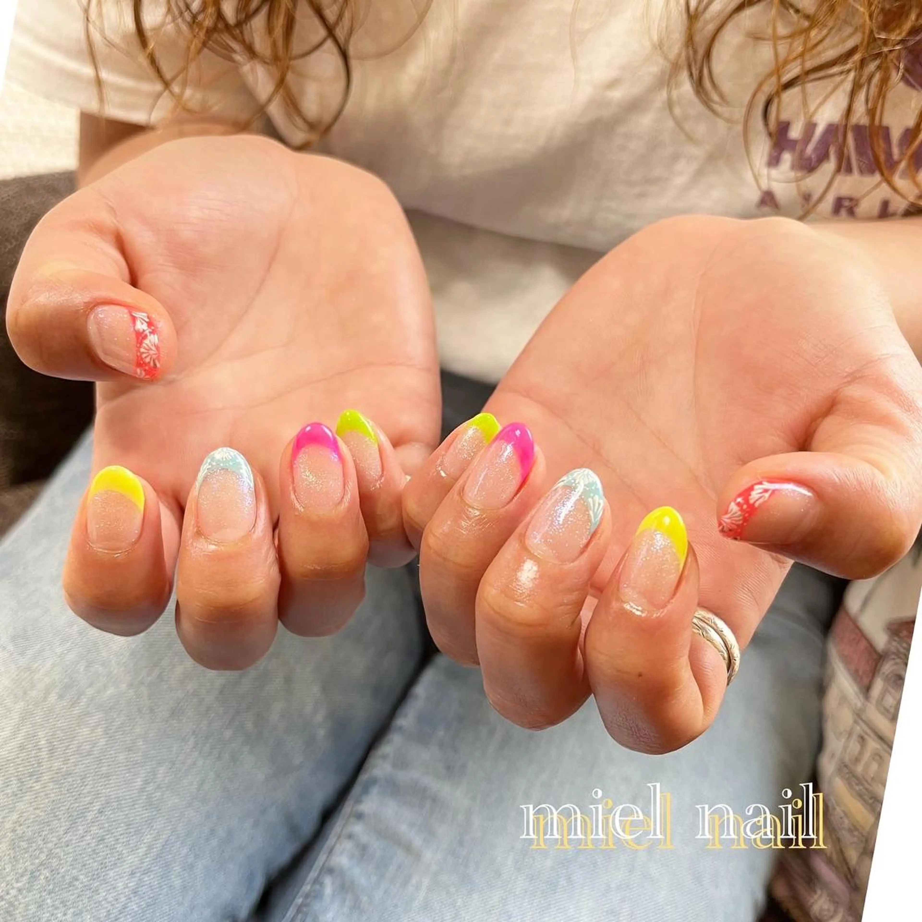 ネイル フレンチネイル マグネットネイル ハンドネイル miel nailのネイルデザイン