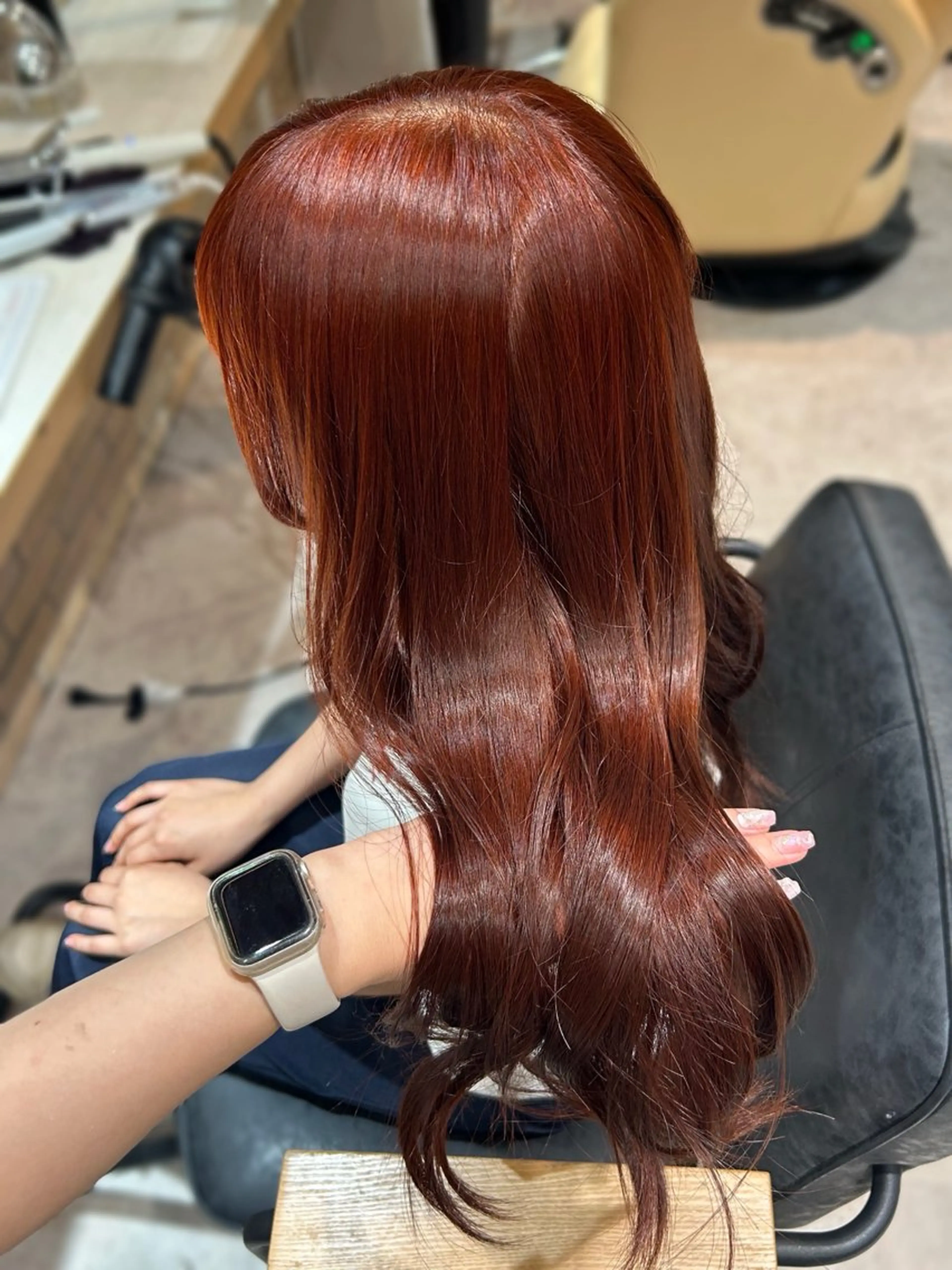 ロング カラー ブリーチ ブラウンカラー ブリーチなしカラー オレンジ オレンジブラウン ヘアカラー レイヤー/nail COCOROのヘアスタイル