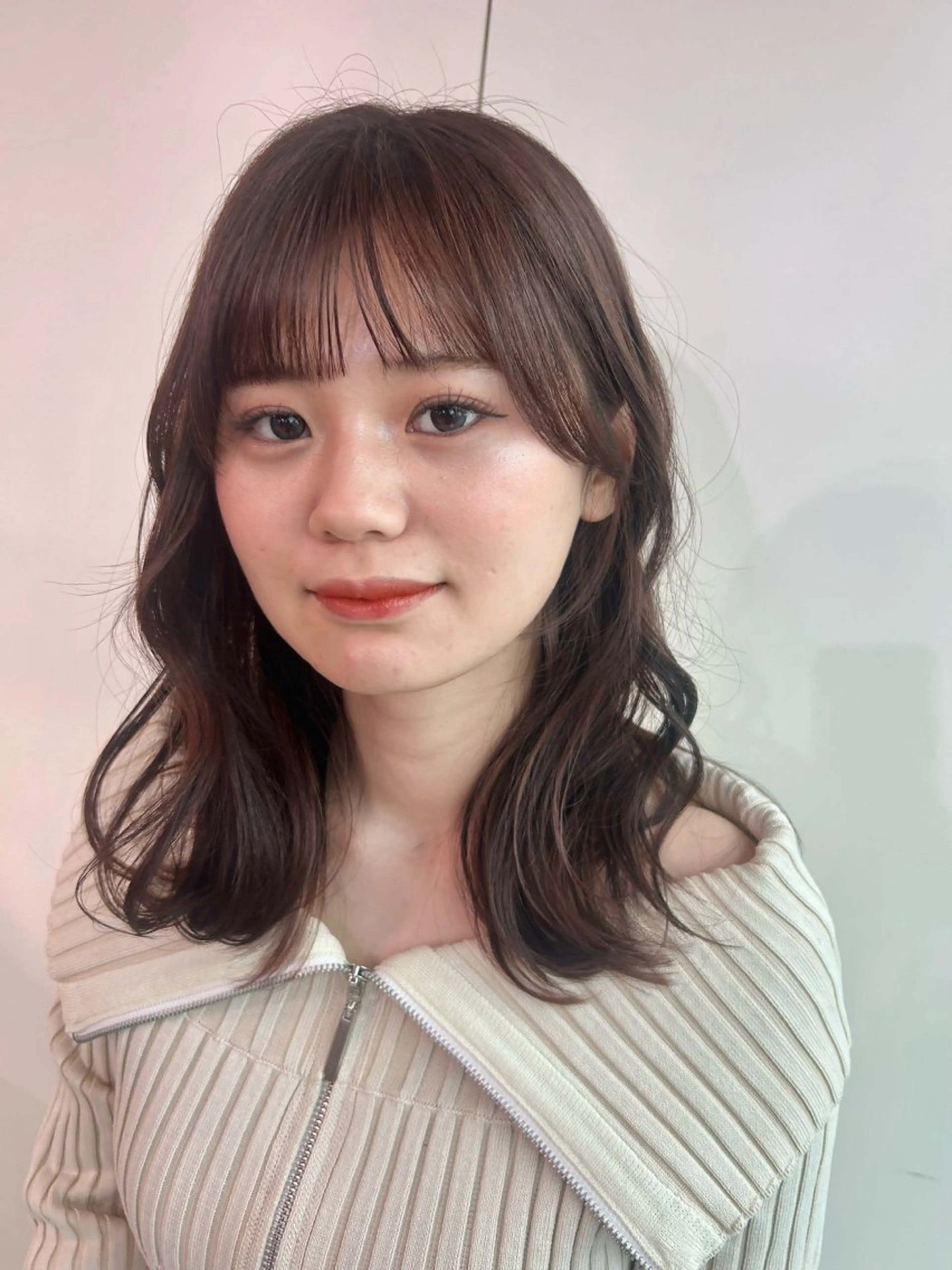 セミロング カラー グレージュ ラベンダーカラー モカグレージュ VISUALIST所属・小倉/レイヤー/ 顔周りカット/naoのヘアスタイル