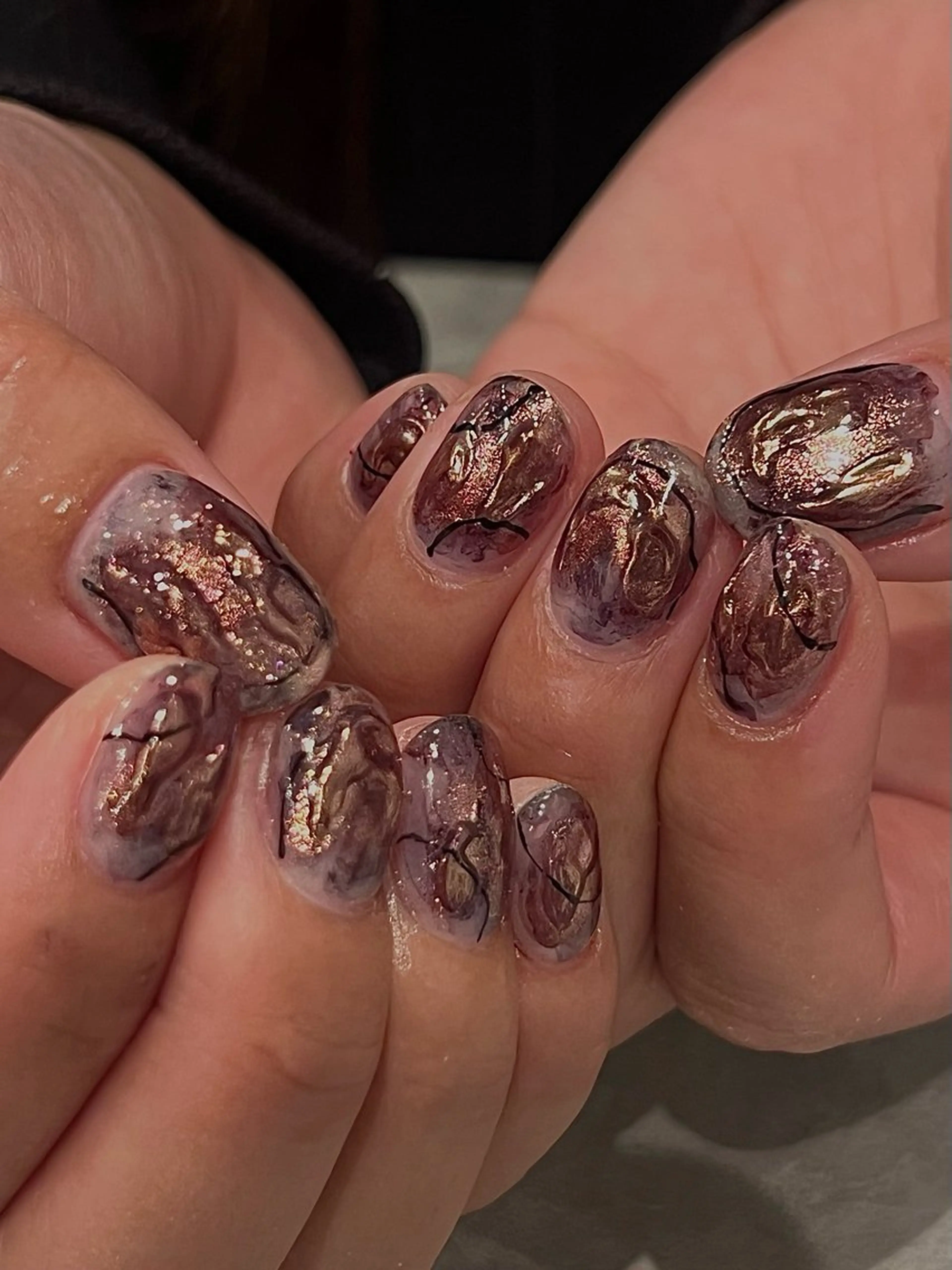 ネイル オーロラネイル フラワーネイル フレンチネイル ジェルネイル ハート ハンドネイル Cleo中目黒店 Hinahoのネイルデザイン