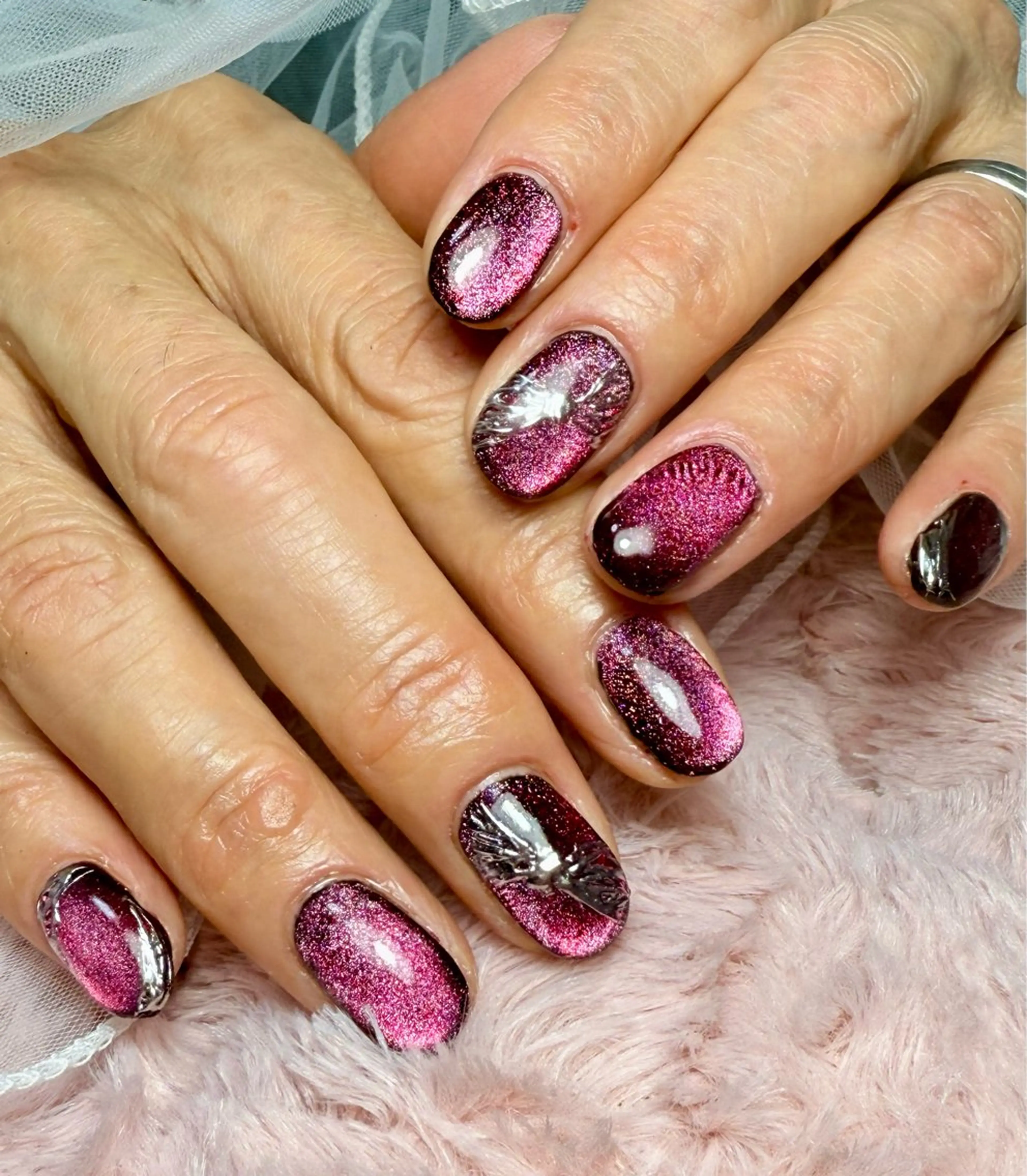 ネイル アートネイル チークネイル フラッシュネイル フラッシュマグ フレンチネイル M.N_ nailのネイルデザイン