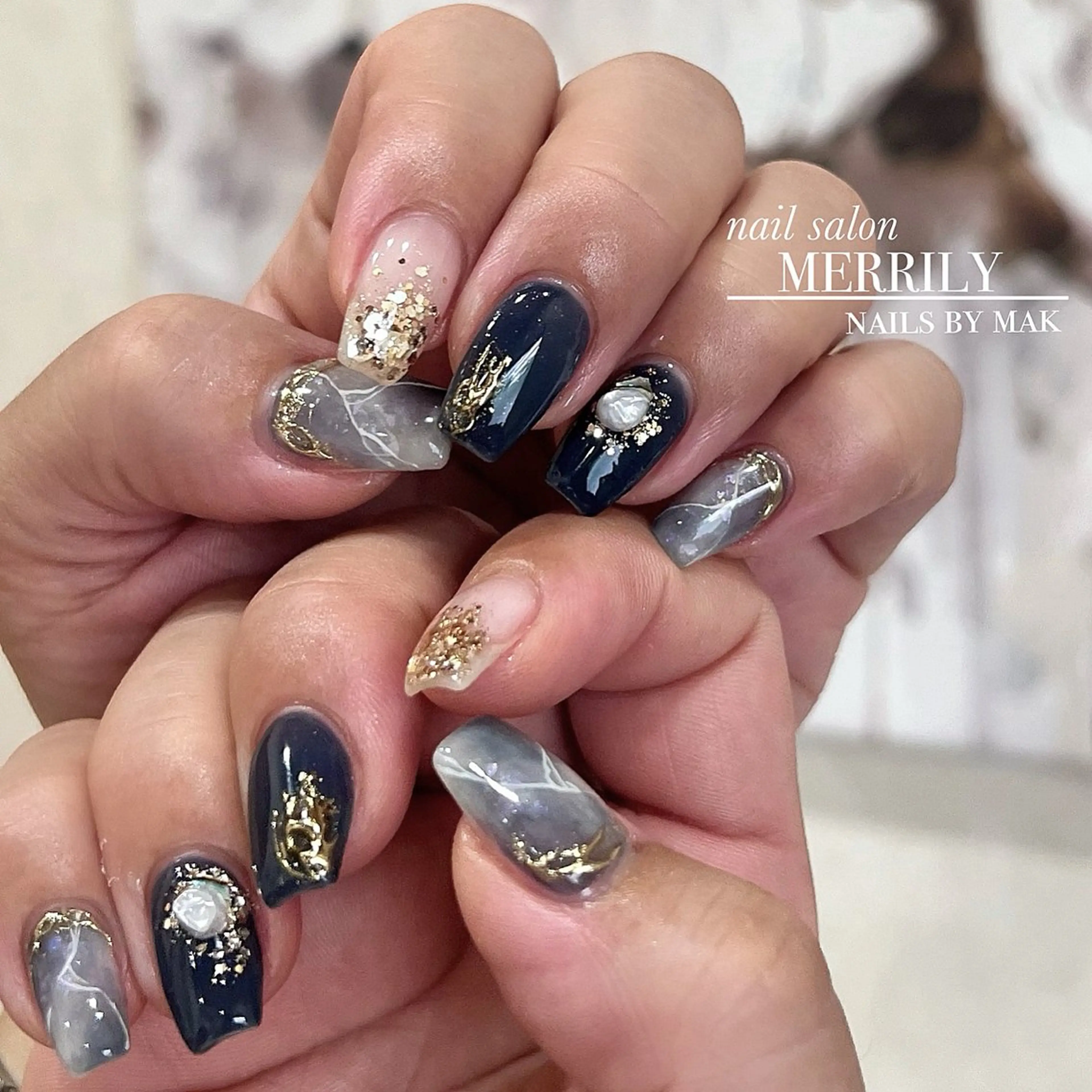ネイル ブルー ニュアンスネイル salon de Cheliのネイルデザイン