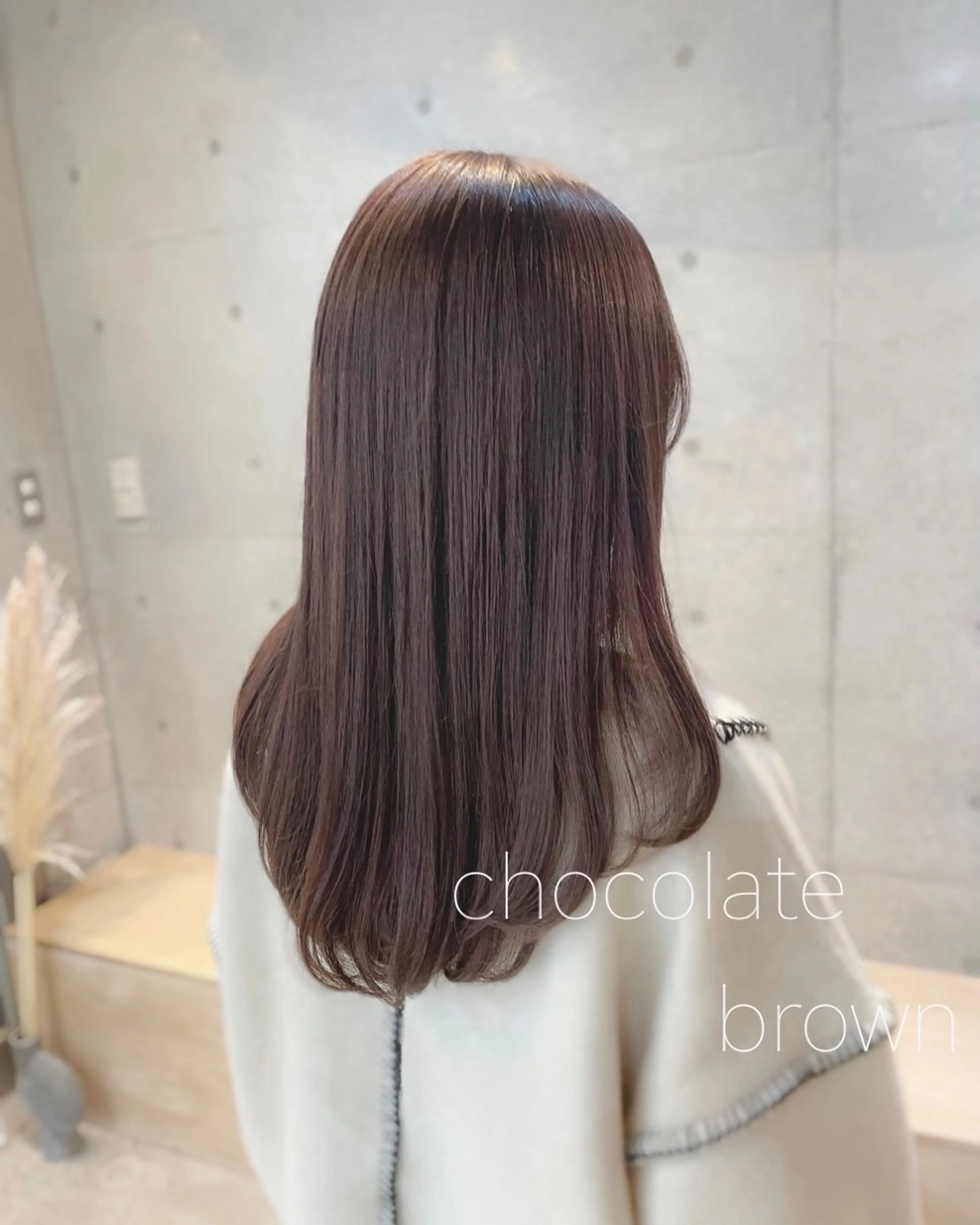 セミロング カラー ブラウンカラー チョコレートブラウン 透明感カラー ココアブラウン 【表参道】Ruri デジタルパーマのヘアスタイル