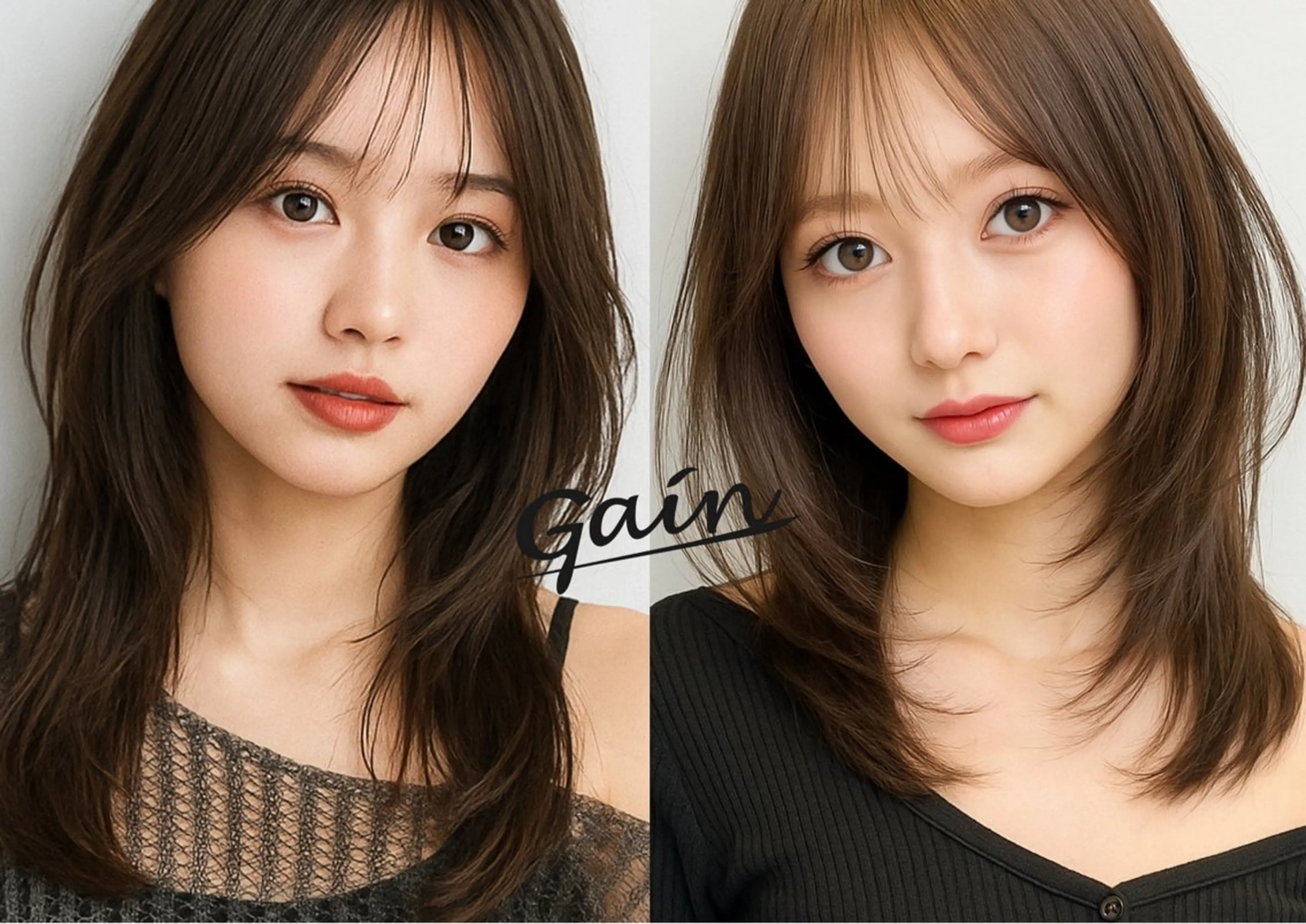 セミロング カラー パーマ 顔まわりレイヤー 韓国風ヘア レイヤーカット 似合わせカット 小顔カット Gain KAKKY 名古屋/池下駅3分のヘアスタイル