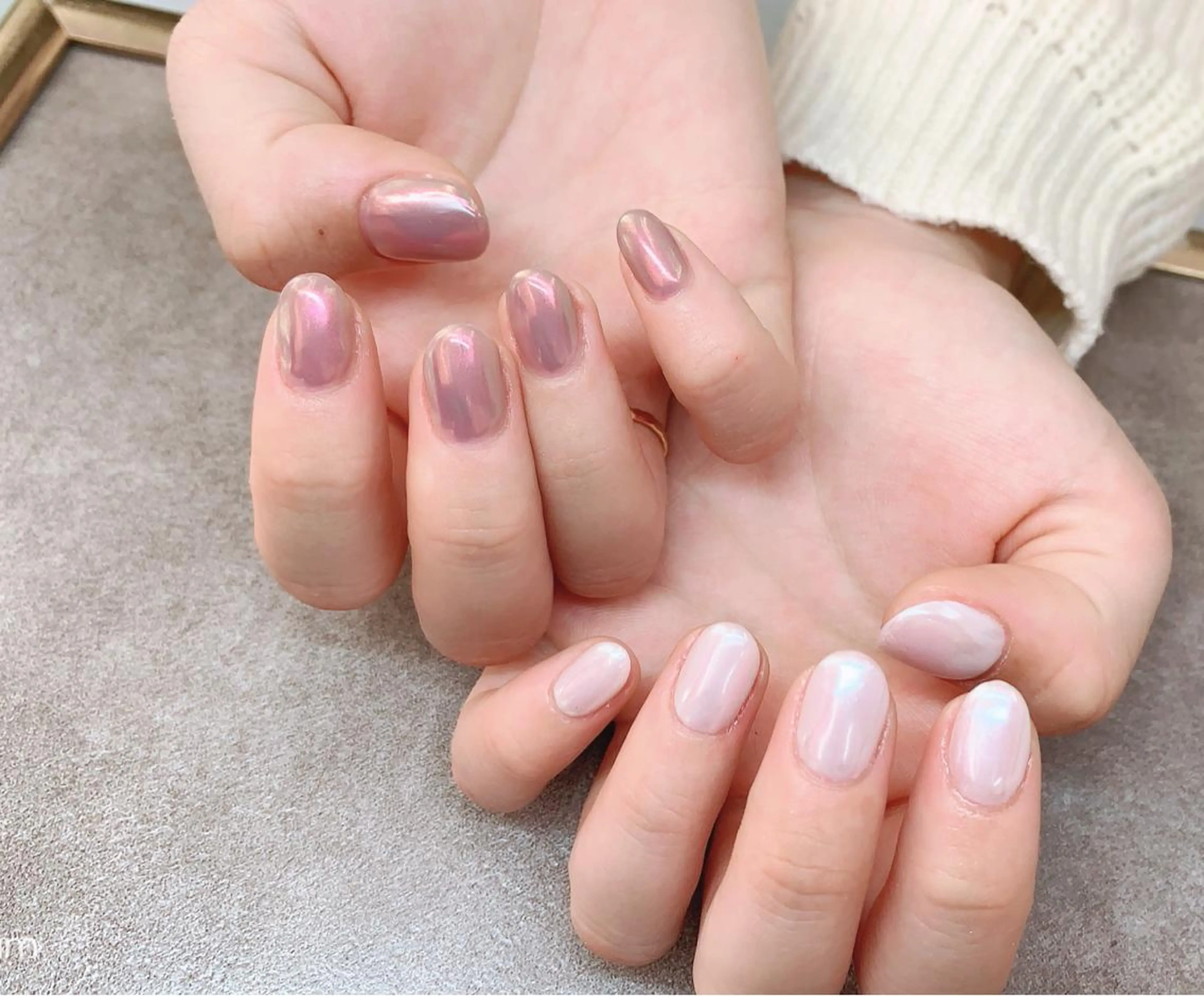 ネイル オーロラネイル ジェルネイル ハードジェル ロングネイル ミラーネイル Lilas Nailのネイルデザイン
