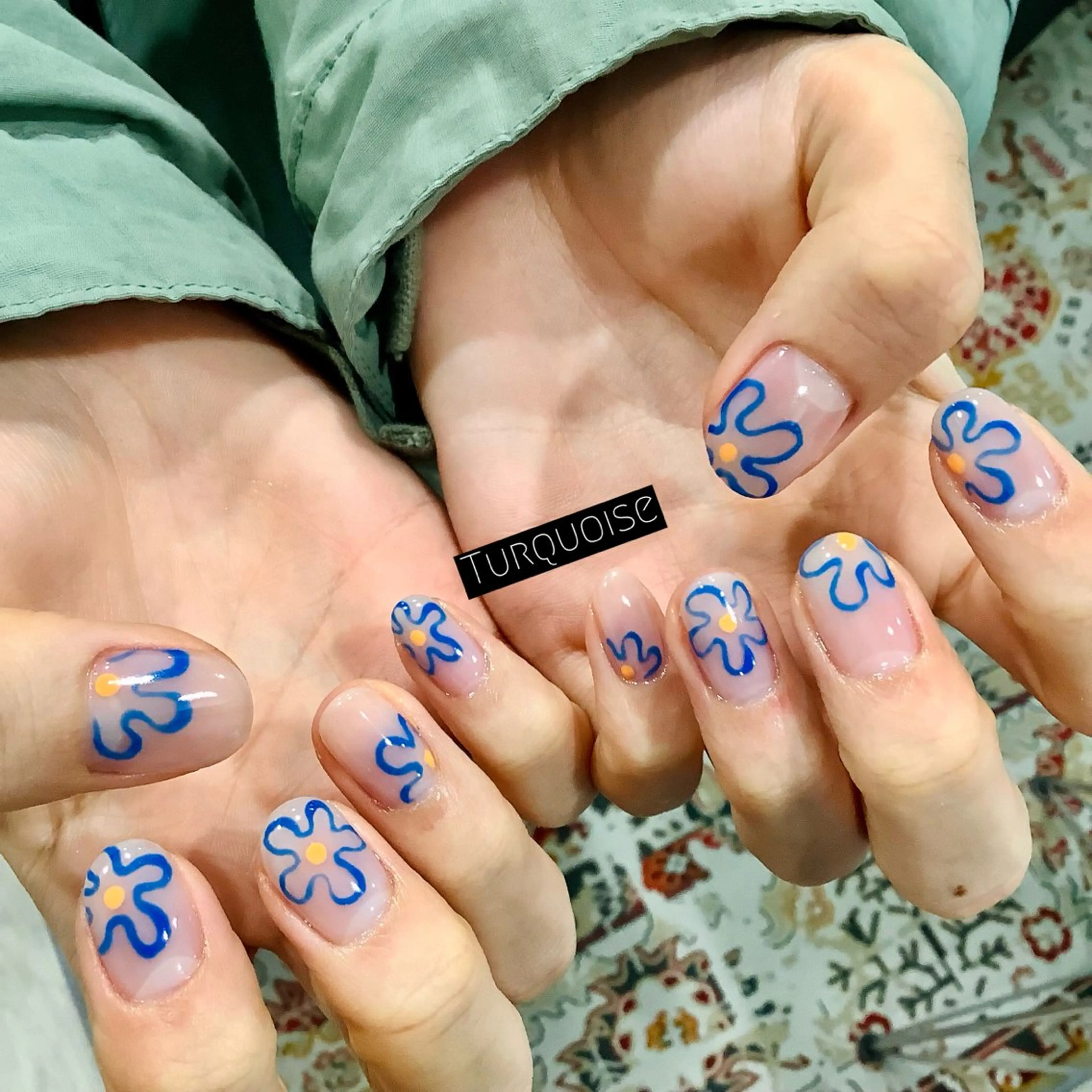 メンズ ネイル ハンドネイル ハンドケア 個性派ネイルサロン 💅🏼ターコイズのネイルデザイン