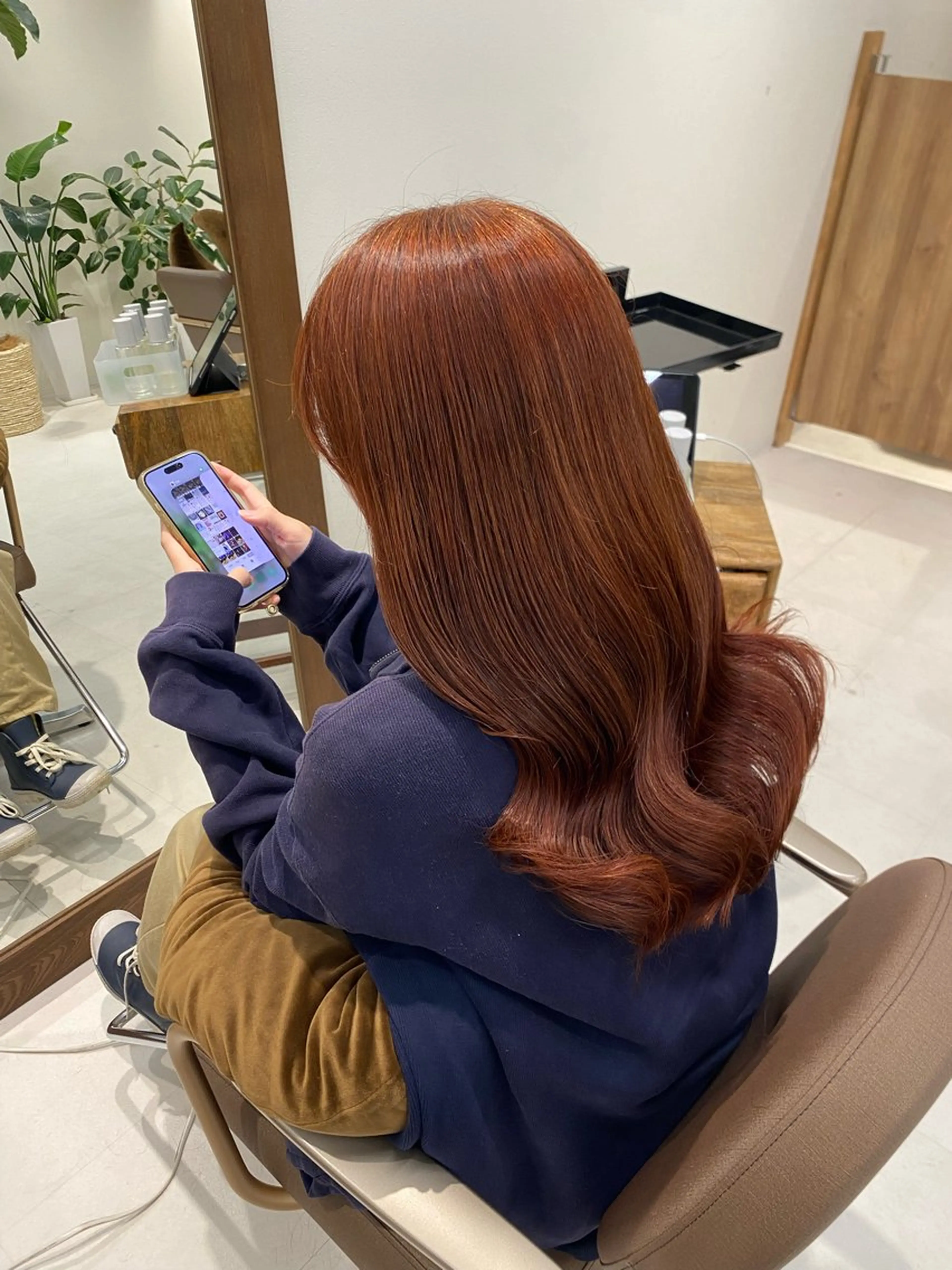 ロング カラー オレンジ 暖色カラー /ヘアアレンジ/花鈴のヘアスタイル