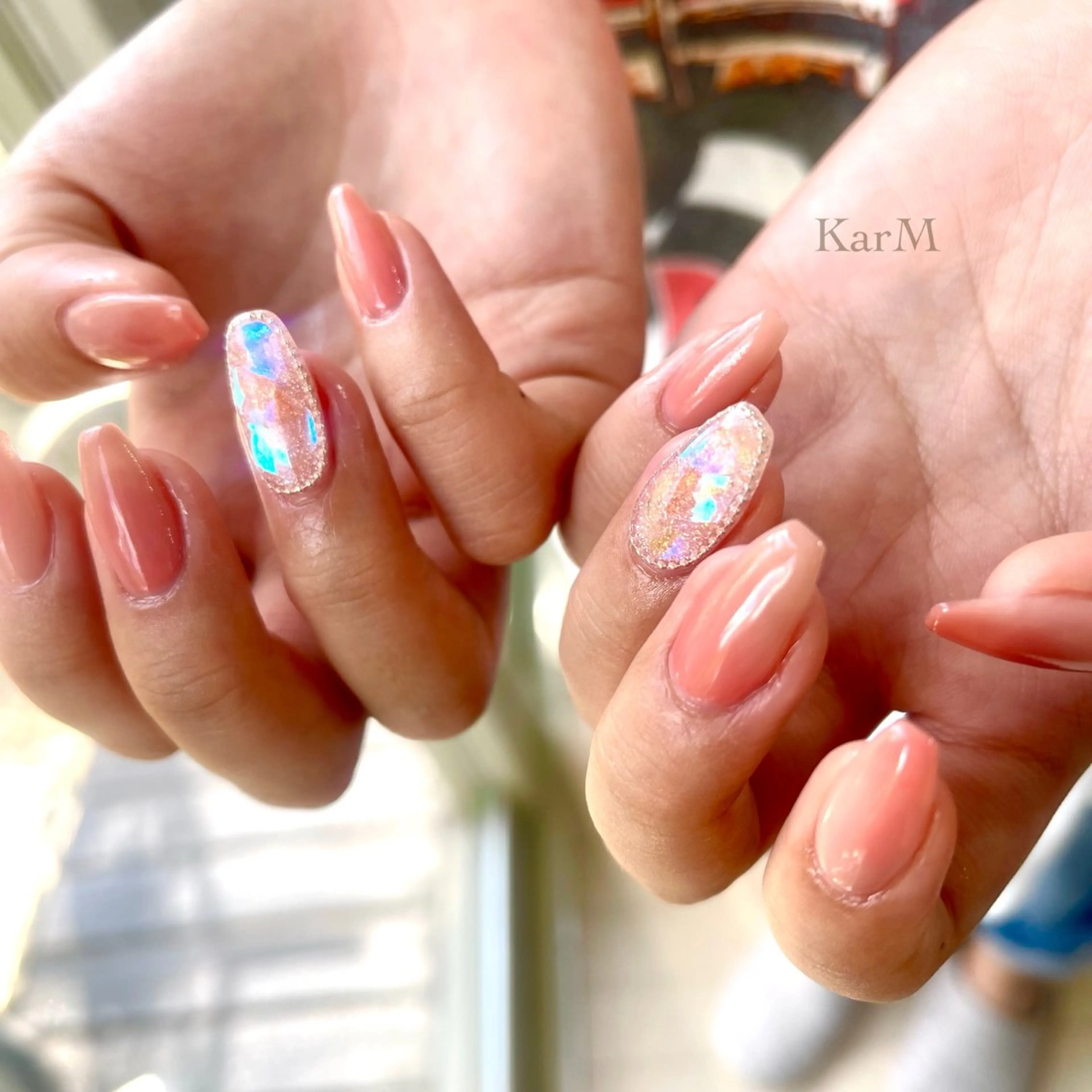 ネイル オーロラネイル チークネイル フラッシュネイル フレンチネイル グラデーション ハンドネイル ogino karinのネイルデザイン