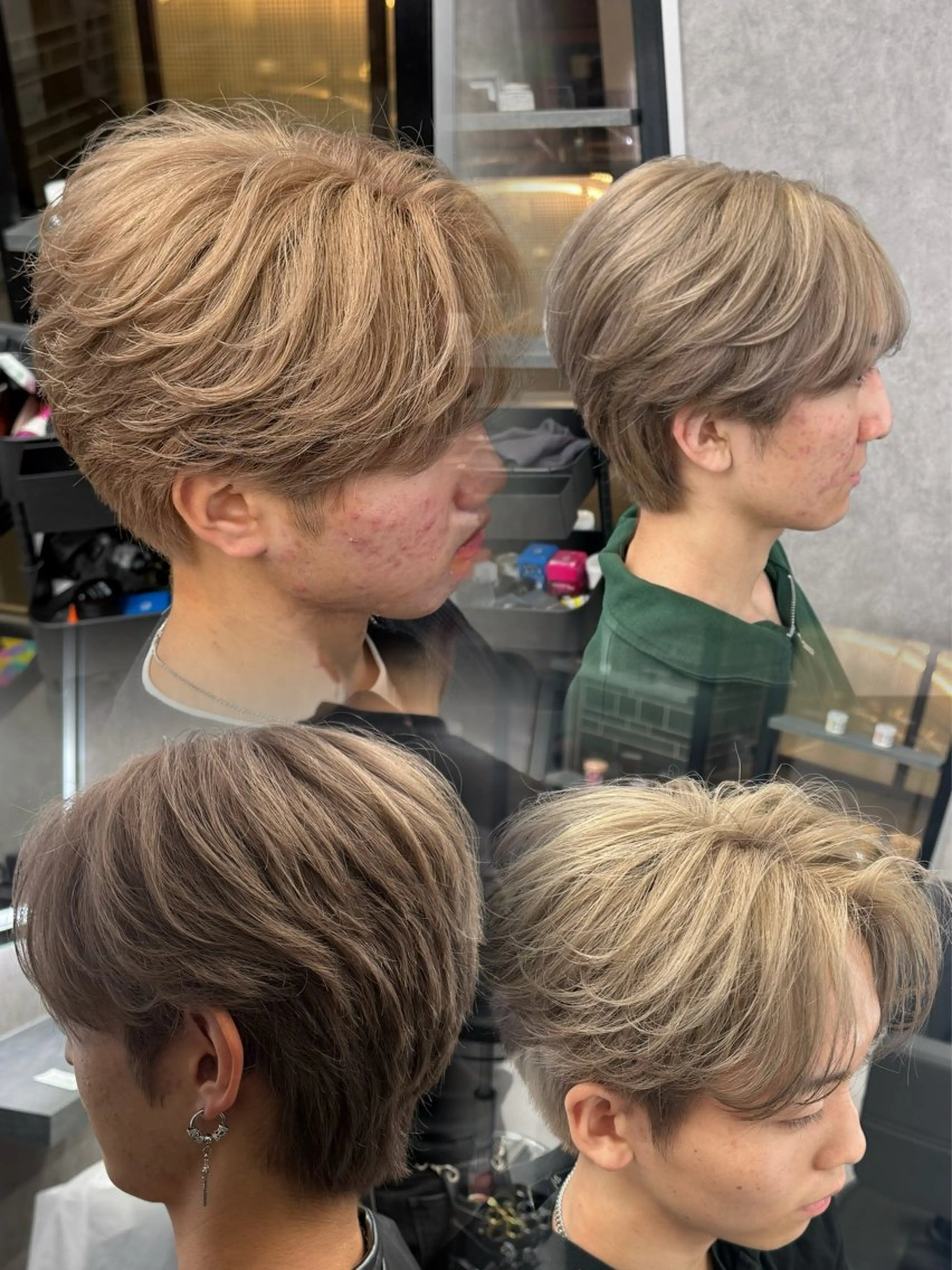 ショート カラー パーマ メンズ ベージュカラー ミルクティーベージュ カット ヘアカラー メンズ特化 👑YUTAのヘアスタイル