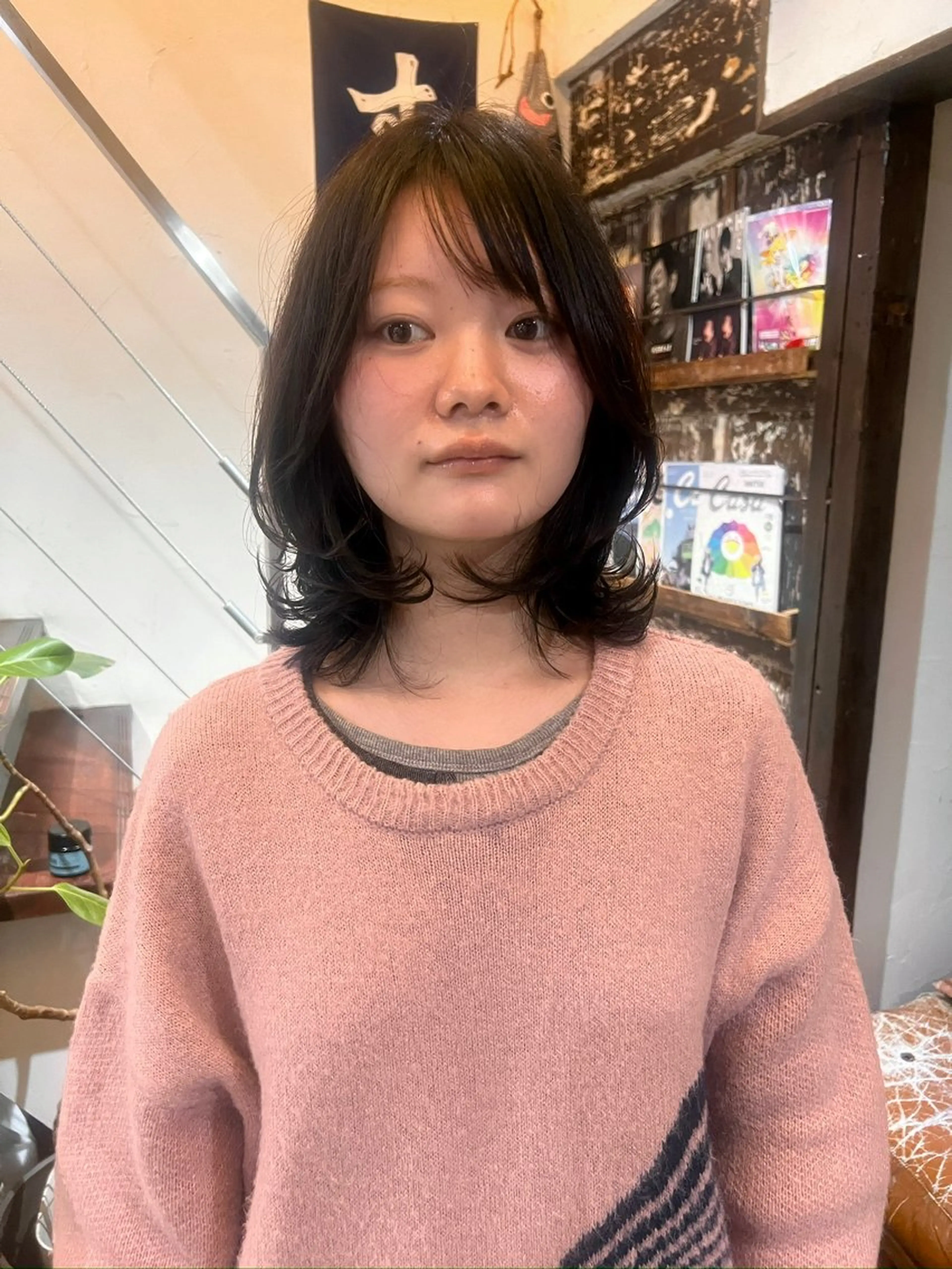 ミディアム レイヤーカット カット ボブパーマ/レイヤー ヒロモトアサカのヘアスタイル