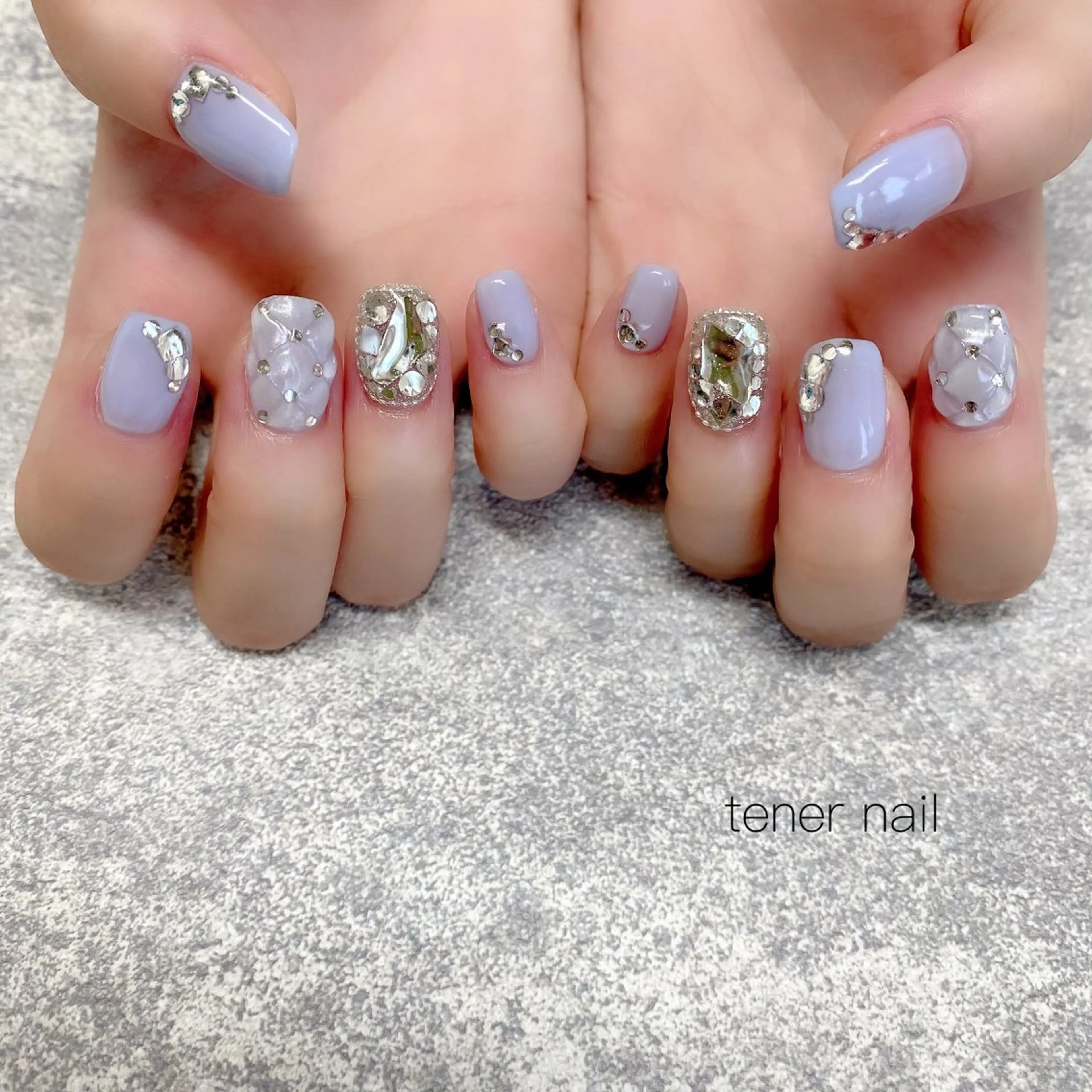 ネイル ブルー キラキラネイル テネルネイル tener nailのネイルデザイン