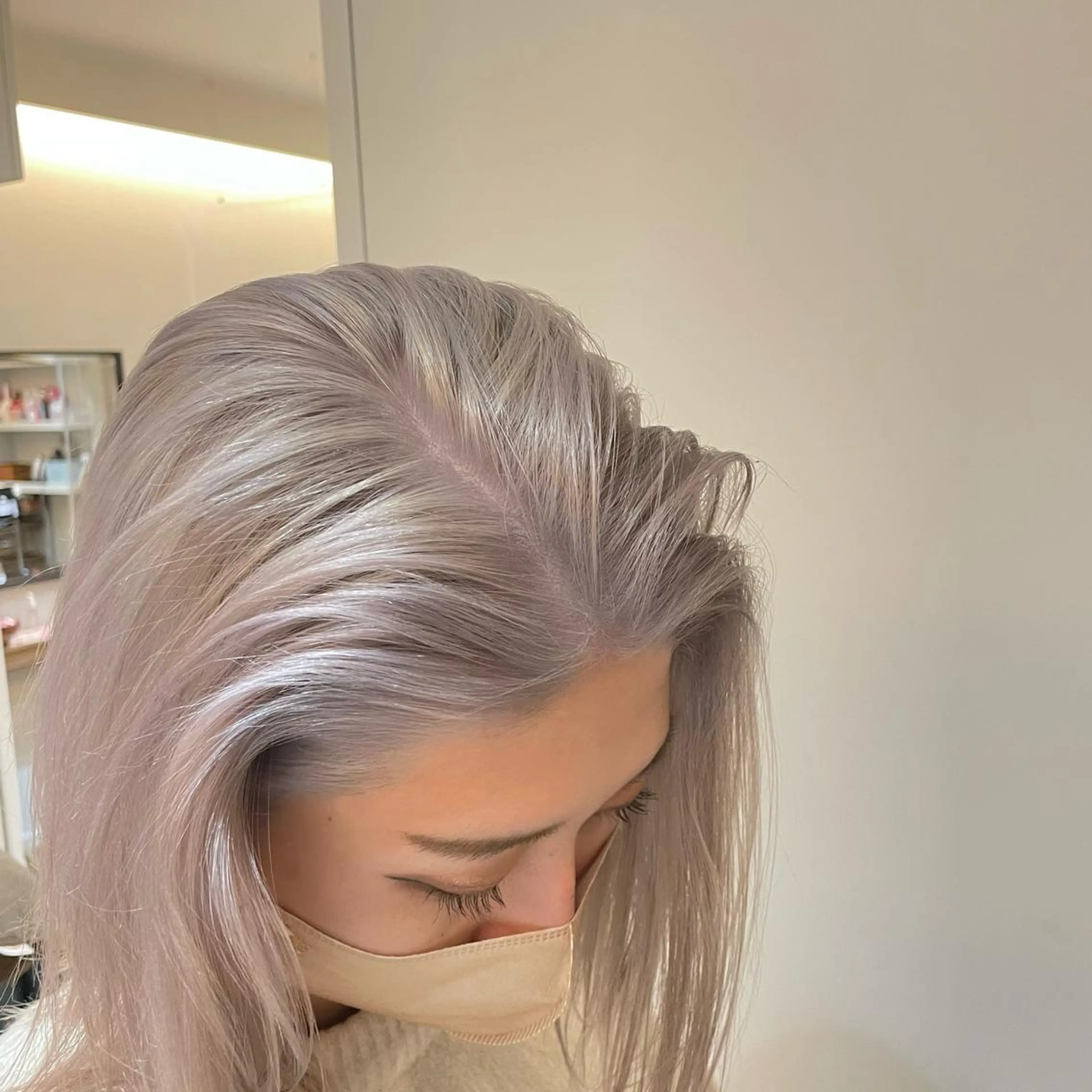 ミディアム ヘアカラー トリートメント ブリーチ毛矯正.髪質 改善.髪にドラマをのヘアスタイル