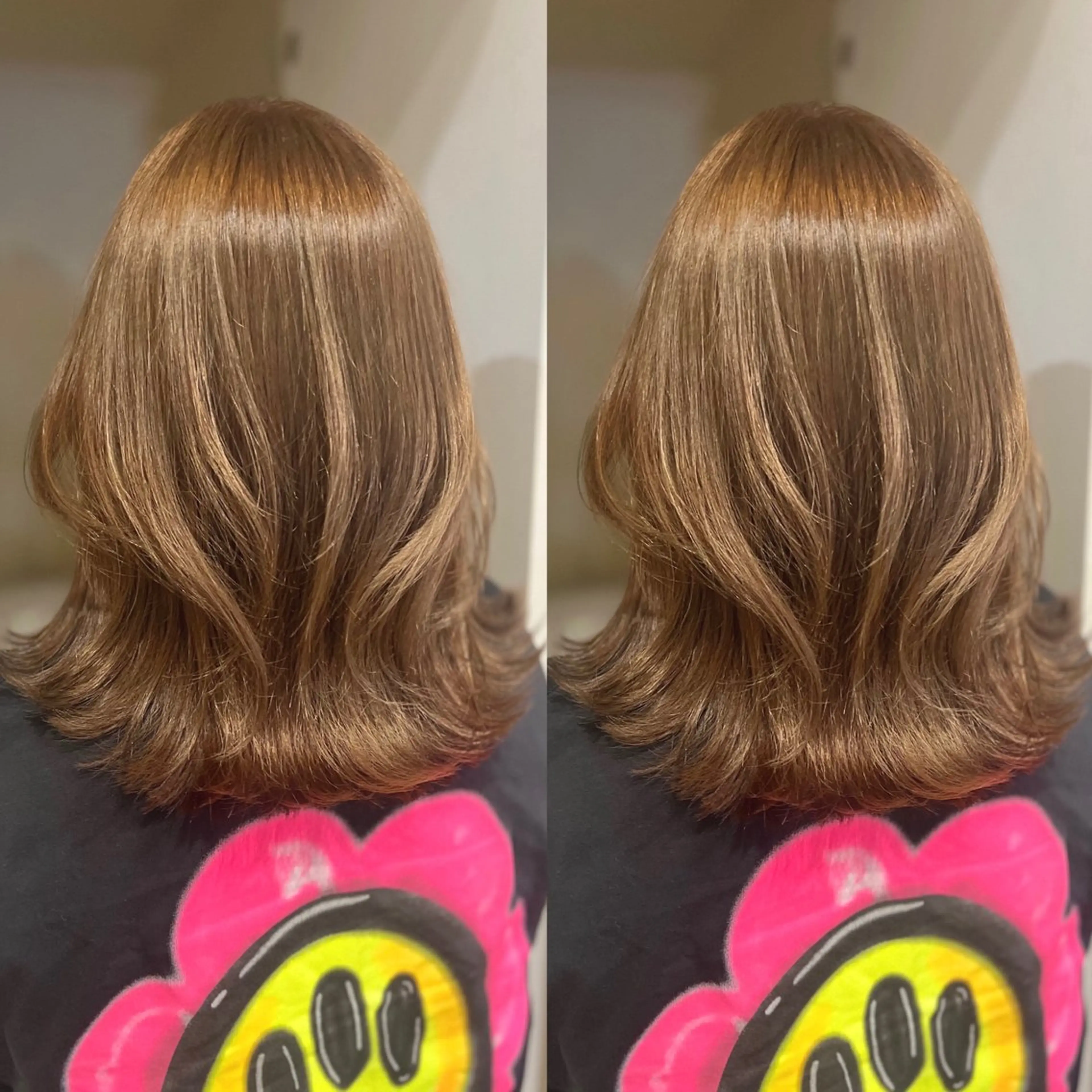 ミディアム カラー ブリーチなしWカラー /レイヤーカット大阪のヘアスタイル