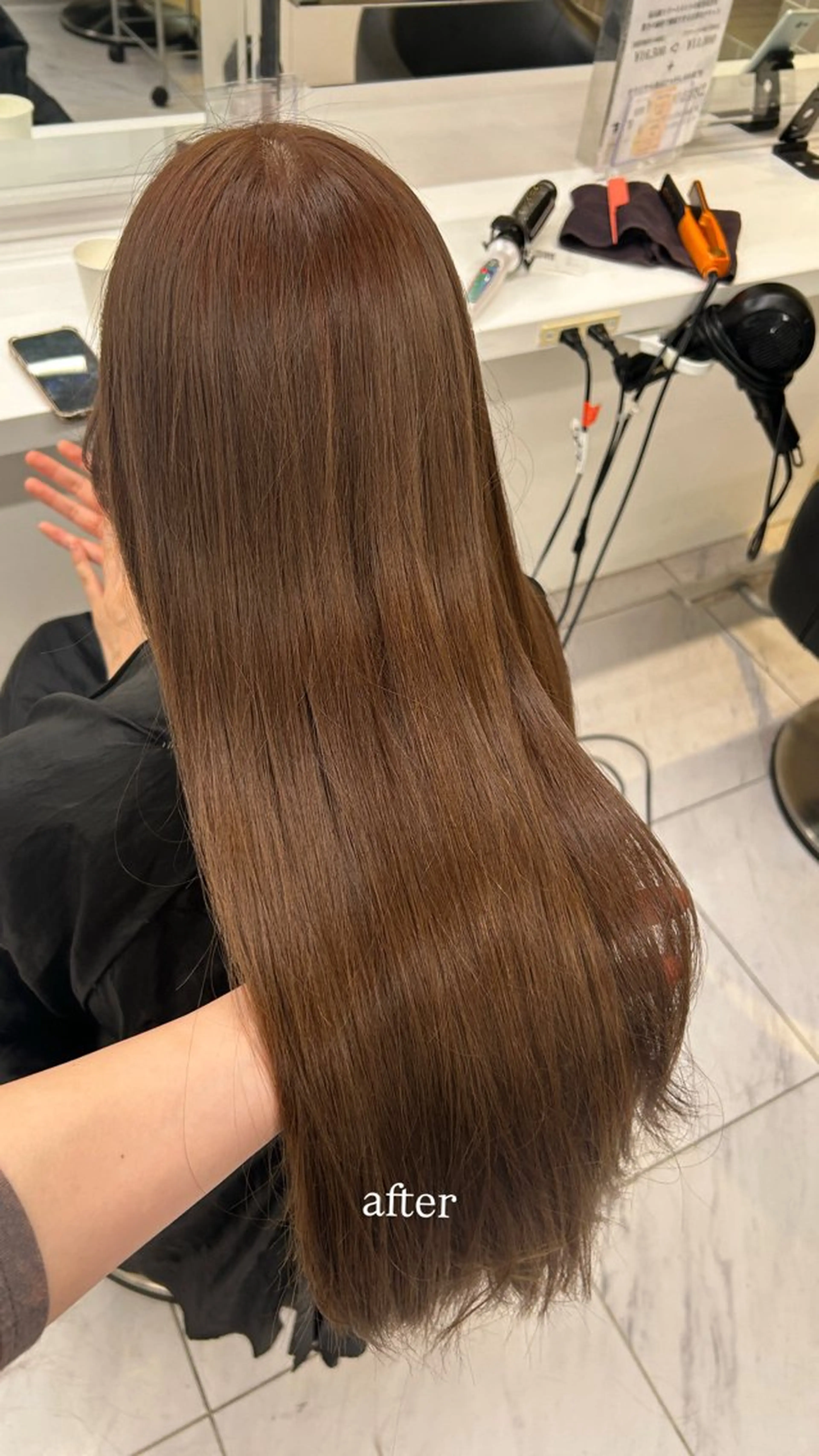 ロング カラー カット ヘアカラー トリートメント ヘッドスパ ヘアセット 🥯縮毛/レイヤー/ ベージュヘア🥯のヘアスタイル