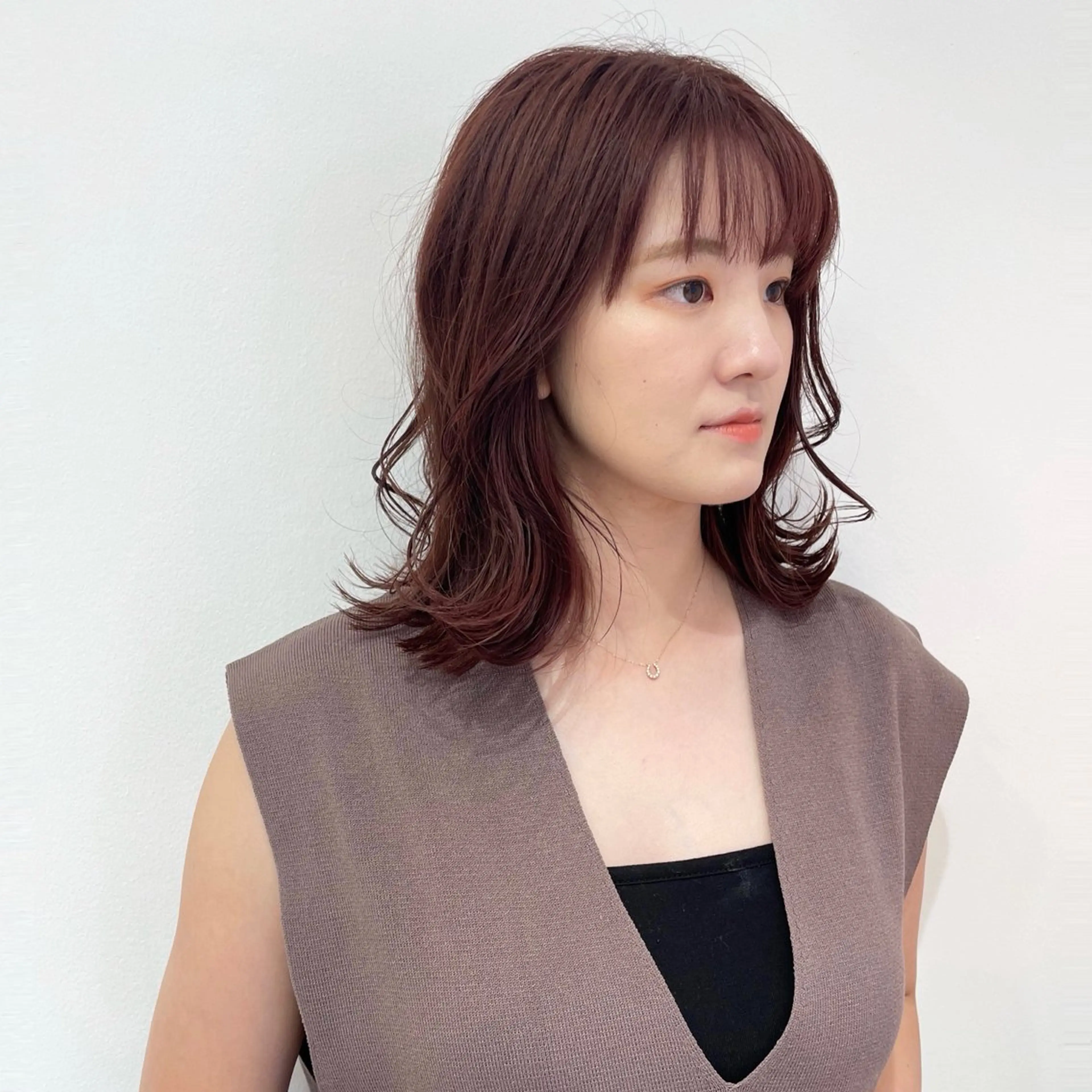 ミディアム カラー ブラウンカラー ピンクカラー ピンクブラウン くびれヘア カット ヘアカラー トリートメント 堀江将太朗/恵比寿/ メンズカットのヘアスタイル