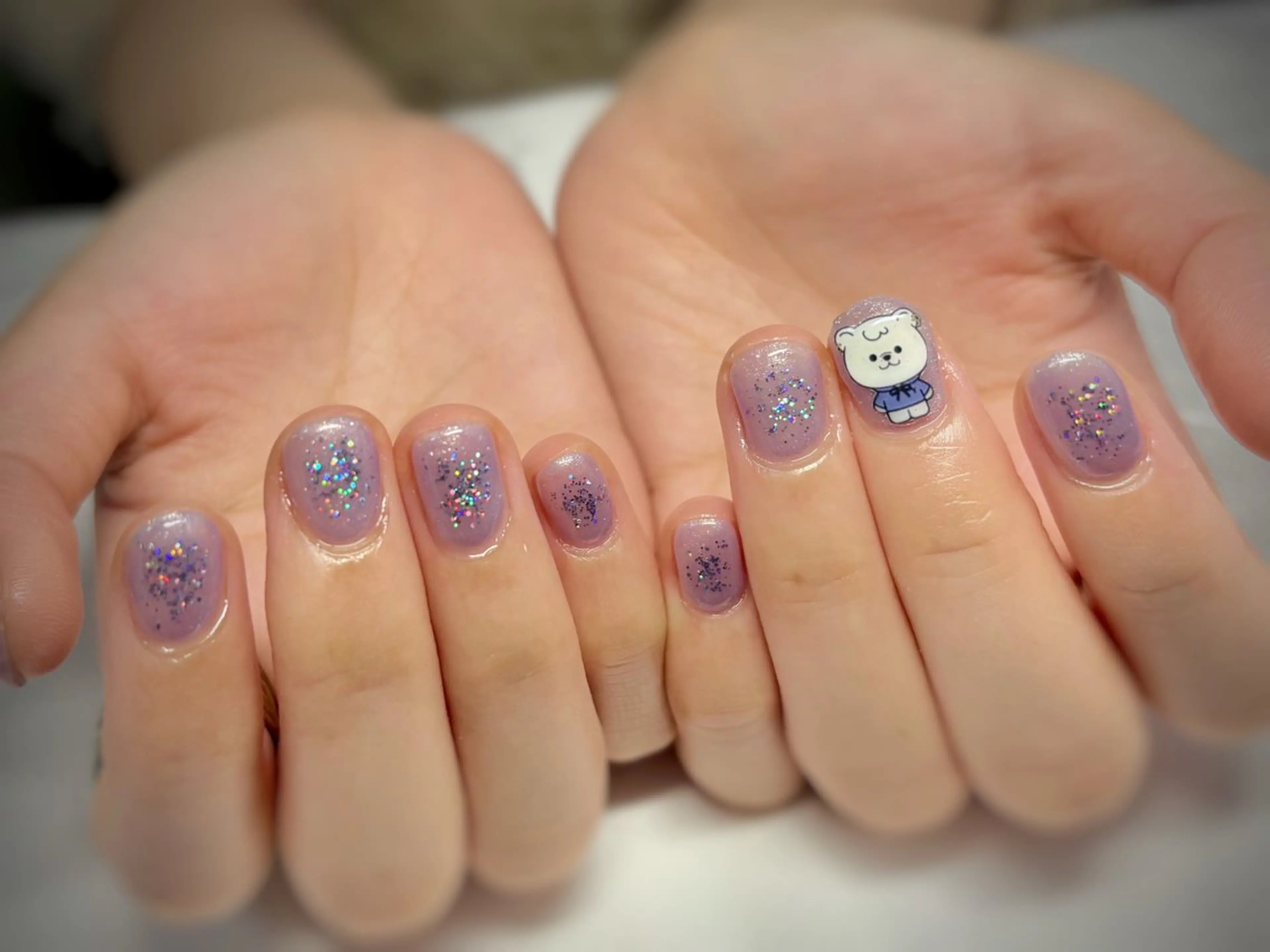 ネイル チークネイル ラメ(グリッター) 持ち込み ハンドネイル Nail salon Cielel⟡Ayaのネイルデザイン