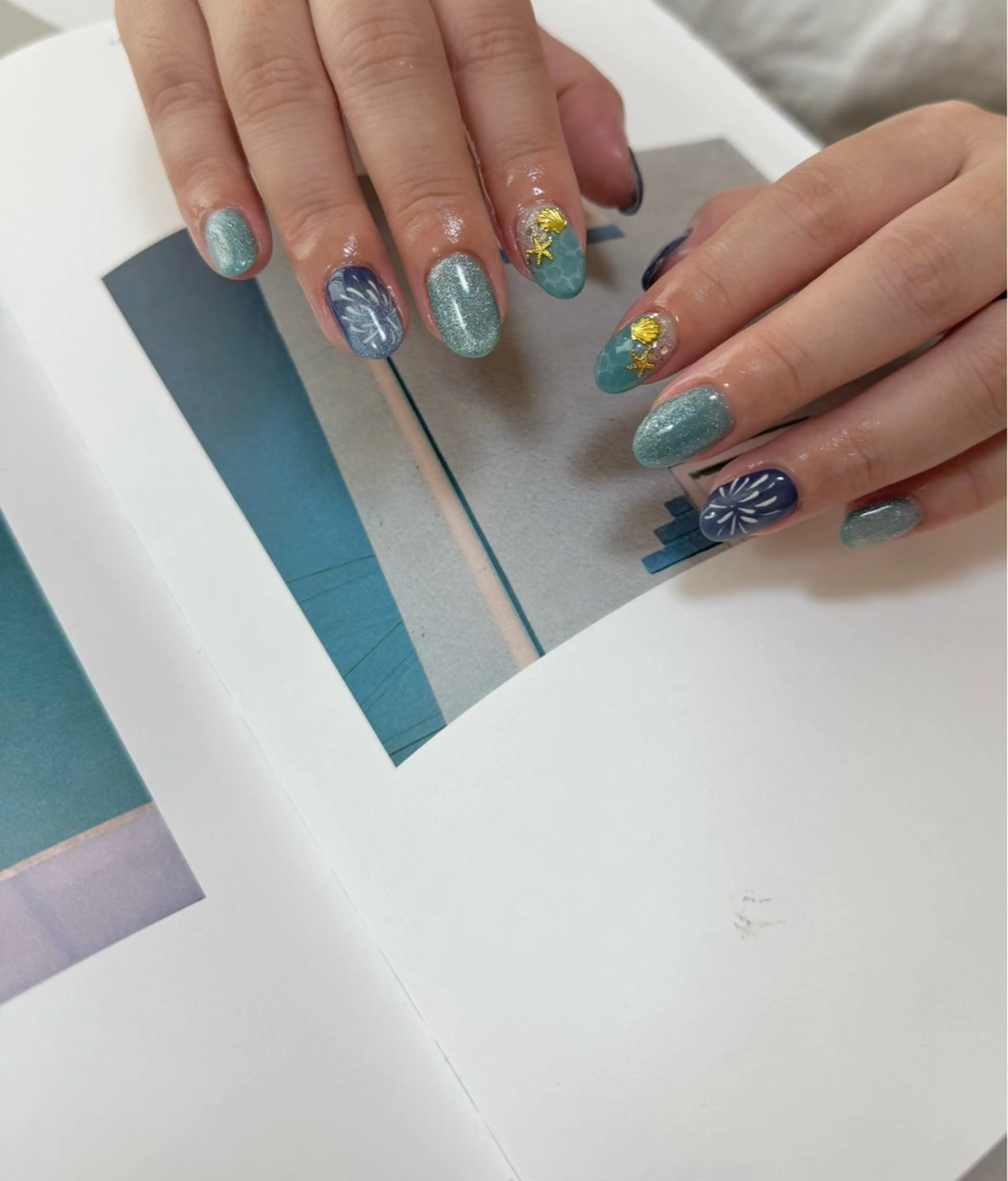 ネイル 夏ネイル ハンドネイル 白日-hakubi nail-のネイルデザイン