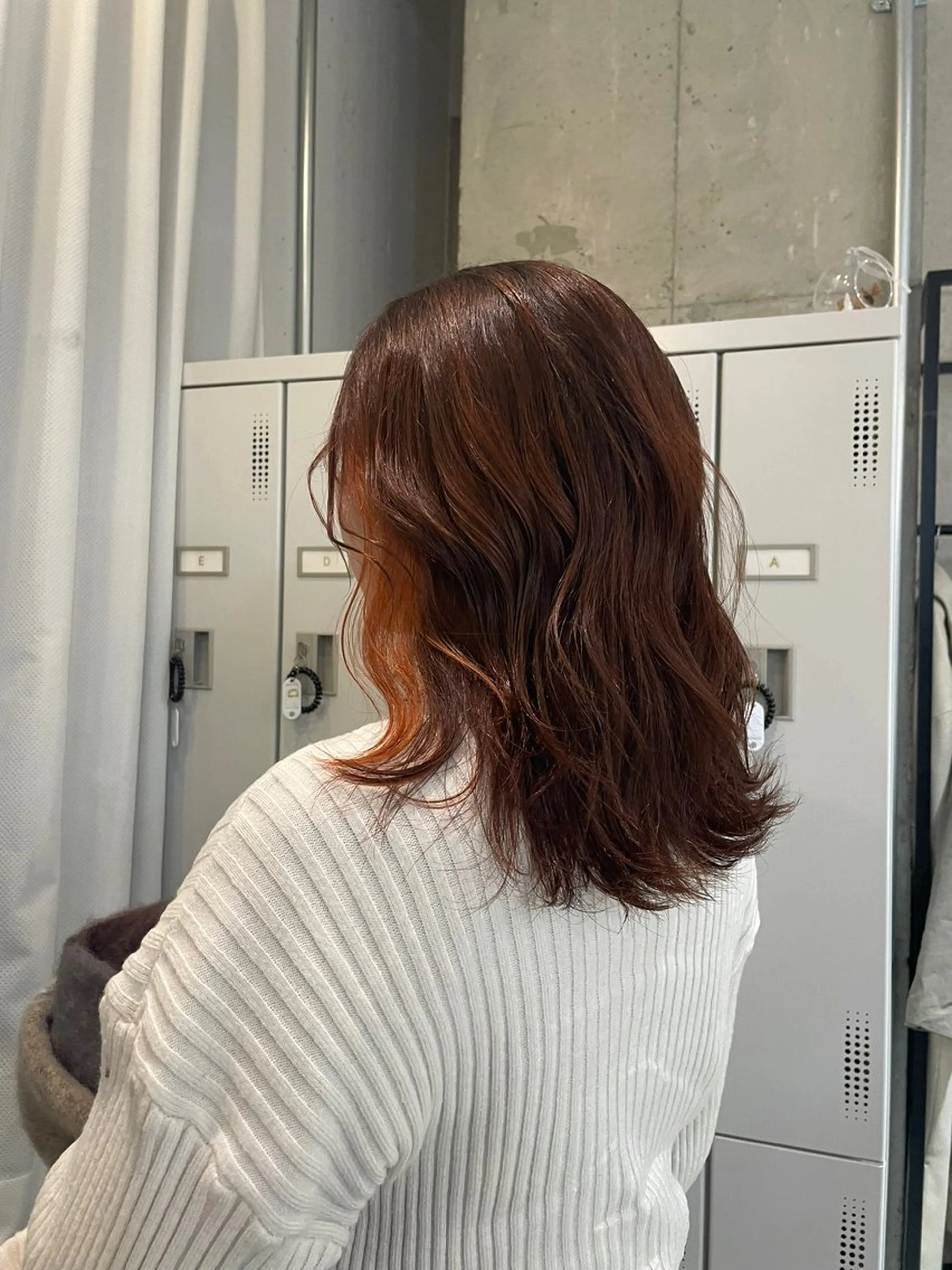 ミディアム カラー オレンジ ピンクカラー ヘアカラー 透明感カラー🪡🤍 nanao🤍🪡のヘアスタイル