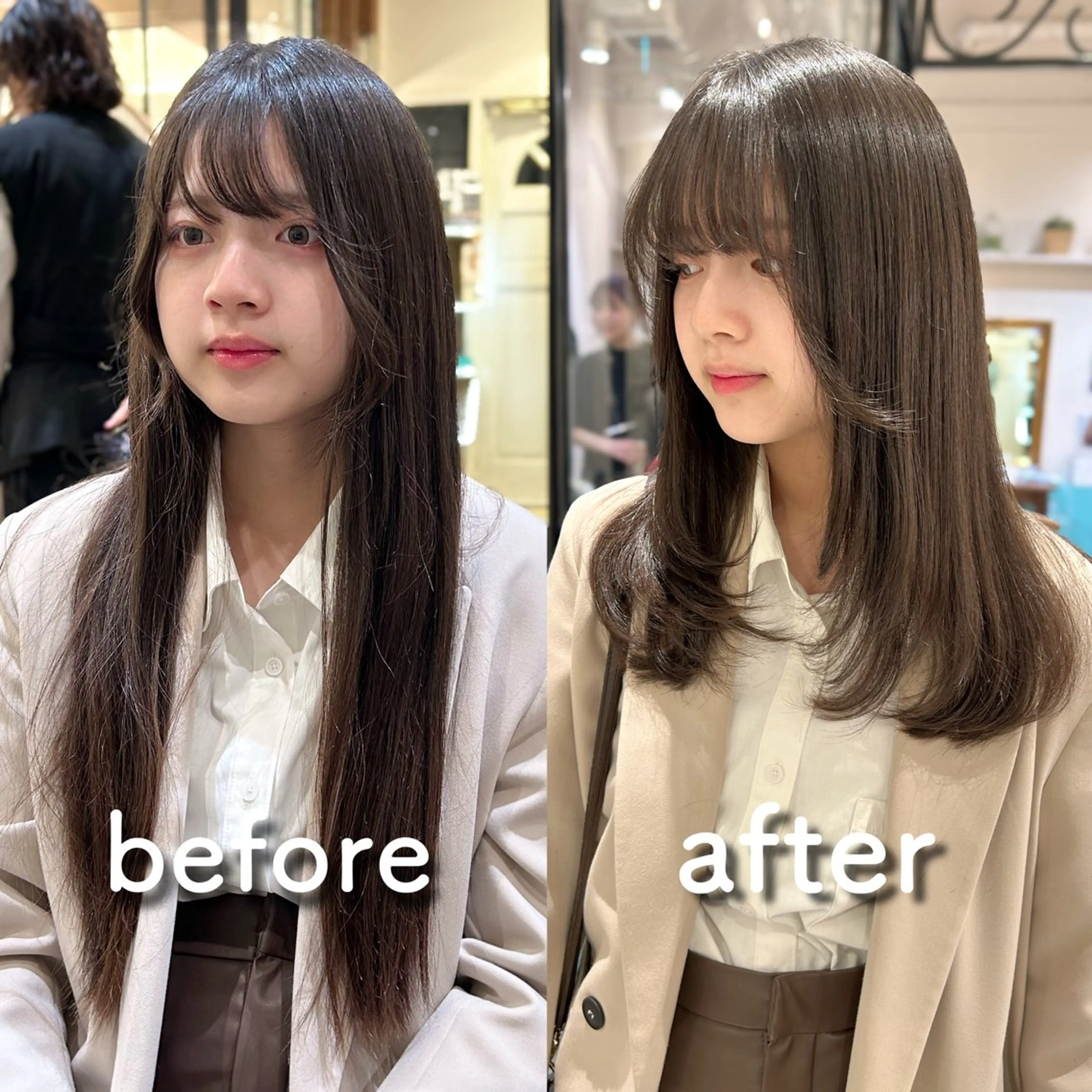 セミロング ハッシュカット/韓国 レイヤー/カハナのヘアスタイル