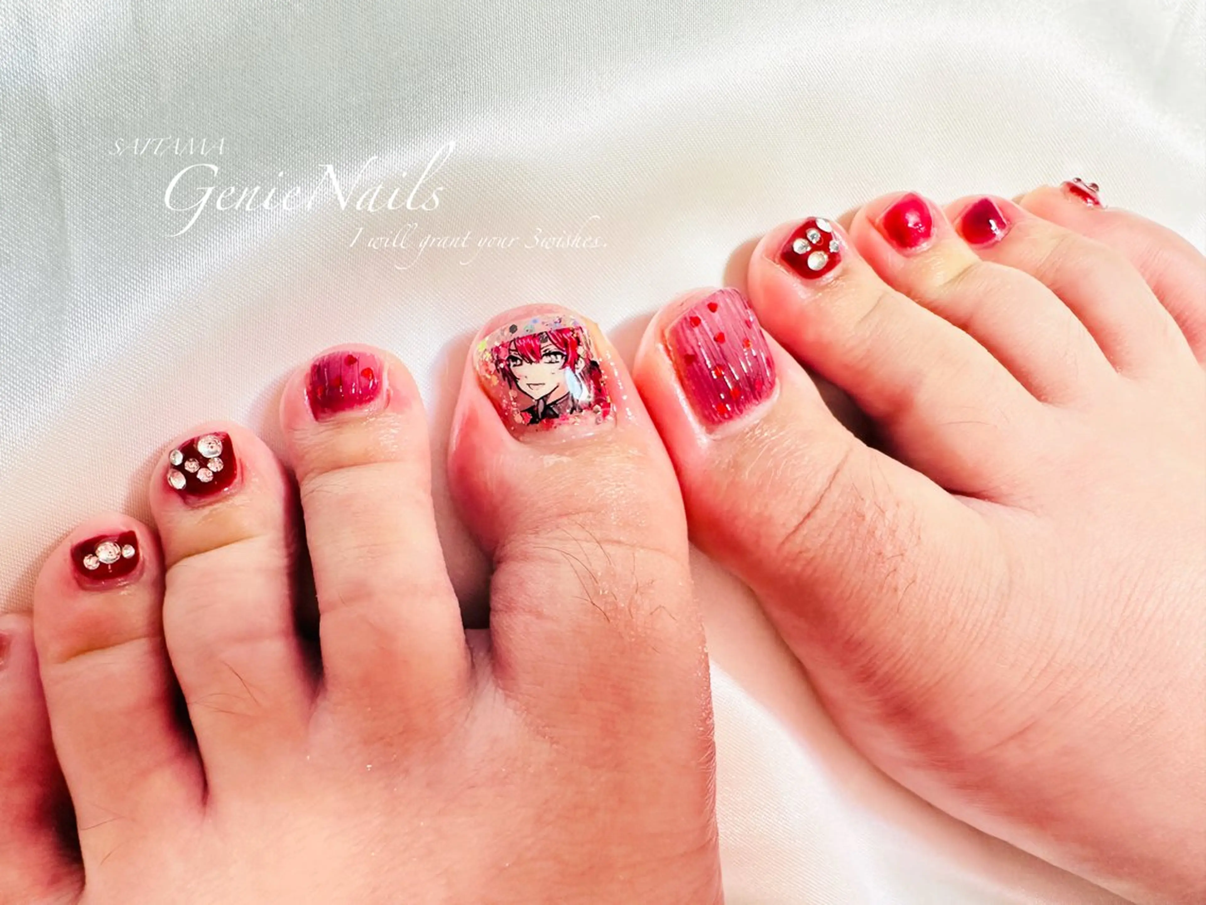 メンズ ネイル アートネイル 長さ出し 氷ネイル・うるうるネイル ロングネイル 持ち込み Genie Nailsのネイルデザイン