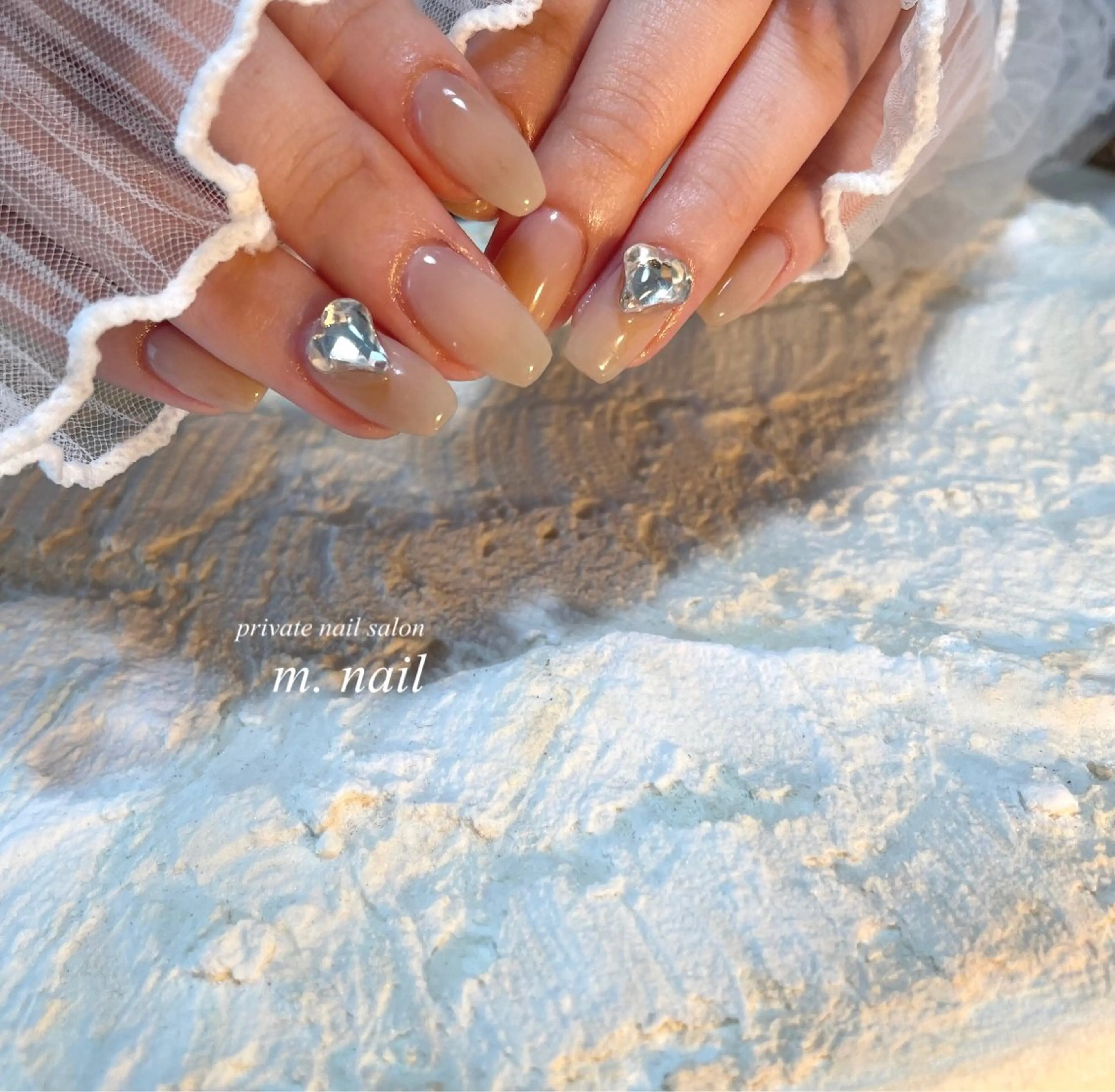 ネイル ハート 韓国ネイル オフィスネイル ワンカラーネイル シンプルネイル m.nail salonのネイルデザイン