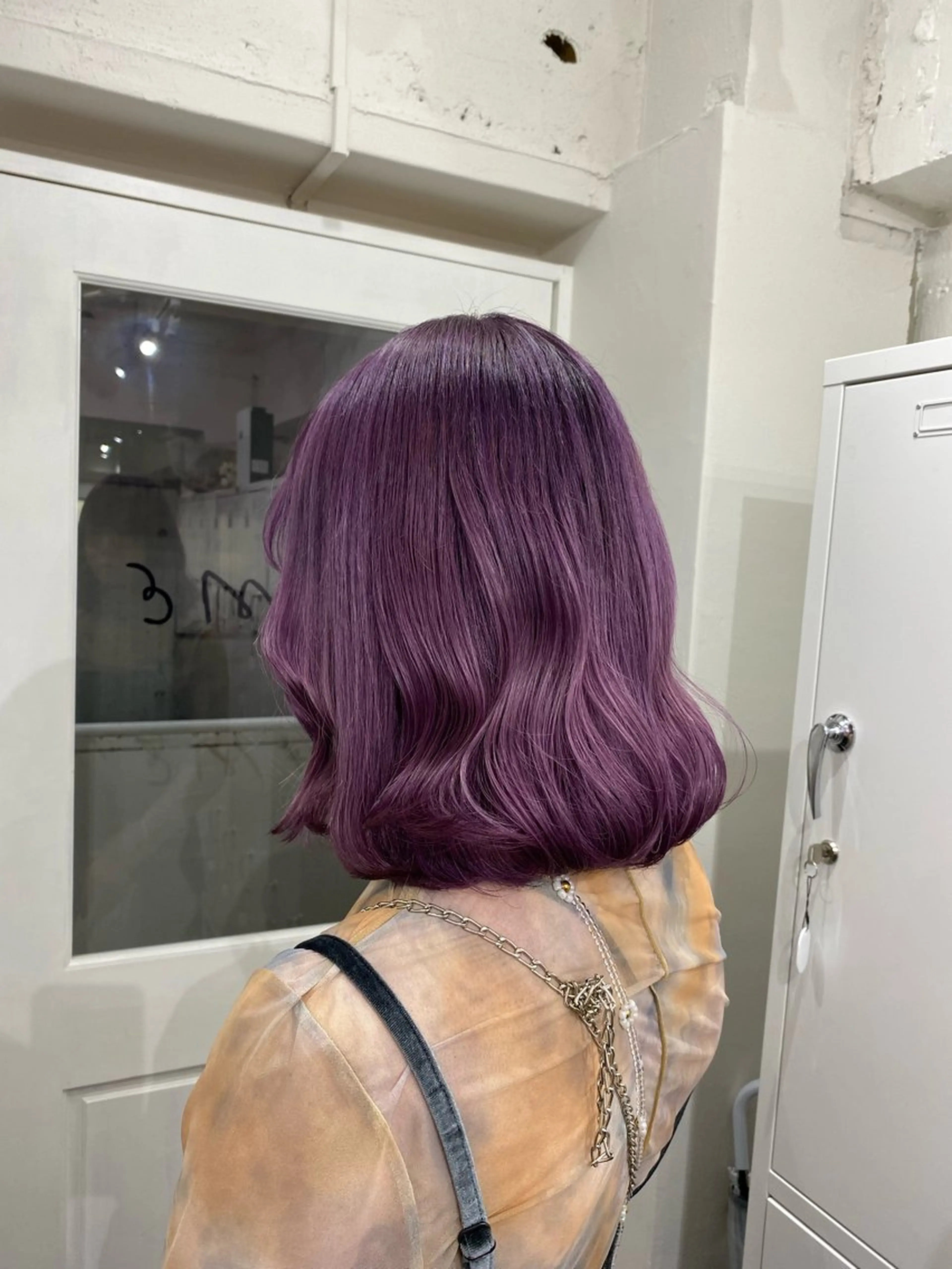 セミロング カラー ブリーチ ピンクカラー ピンクパープル パープルカラー 楓🦋韓国系レイヤー / 透明感カラー🤍のヘアスタイル