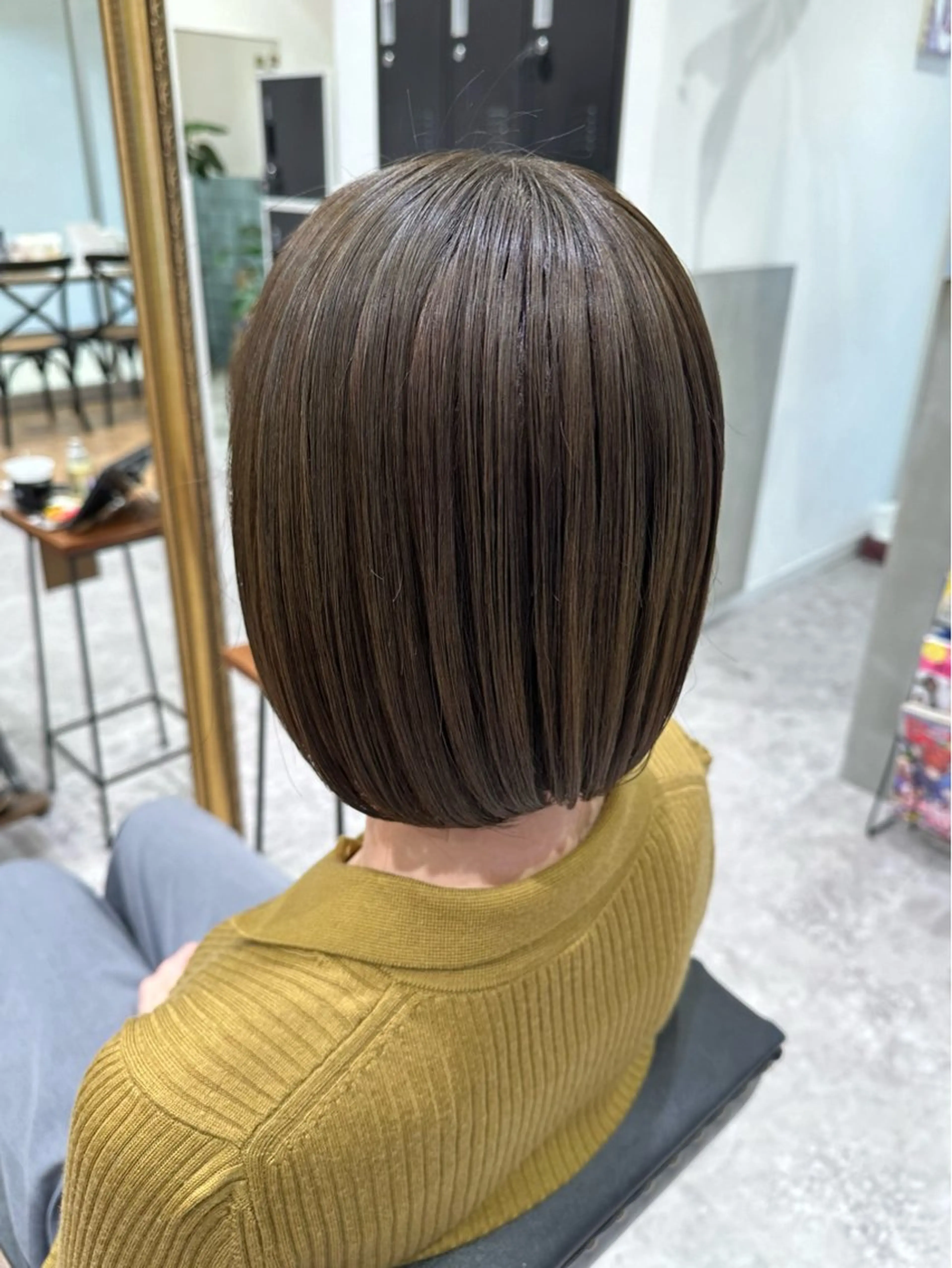 ショート カラー ブラウンカラー ナチュラルブラウン ボブ 🎀透明感ツヤカラー 🎀uRiのヘアスタイル