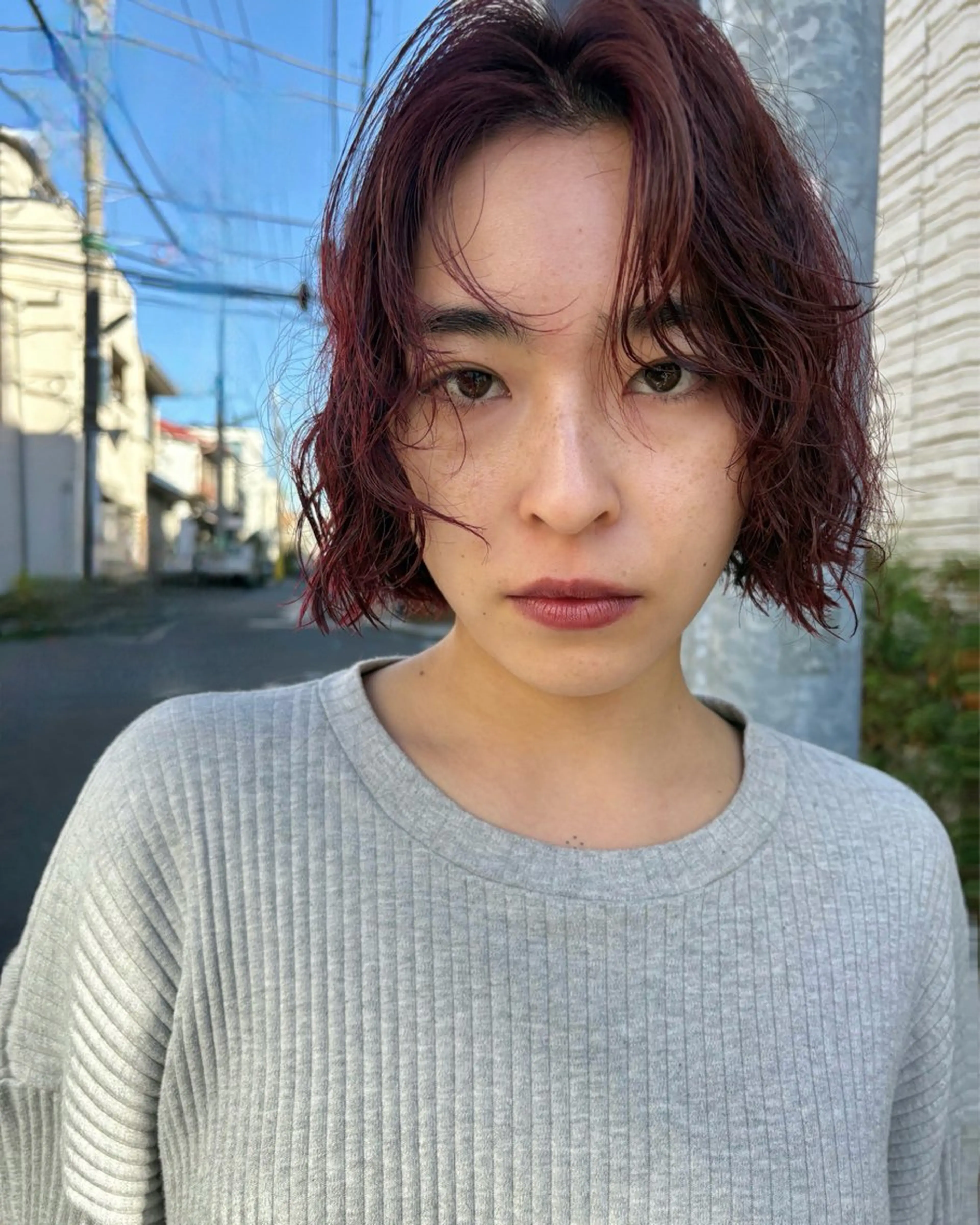 ミディアム カラー レッドカラー 森田 博樹のヘアスタイル