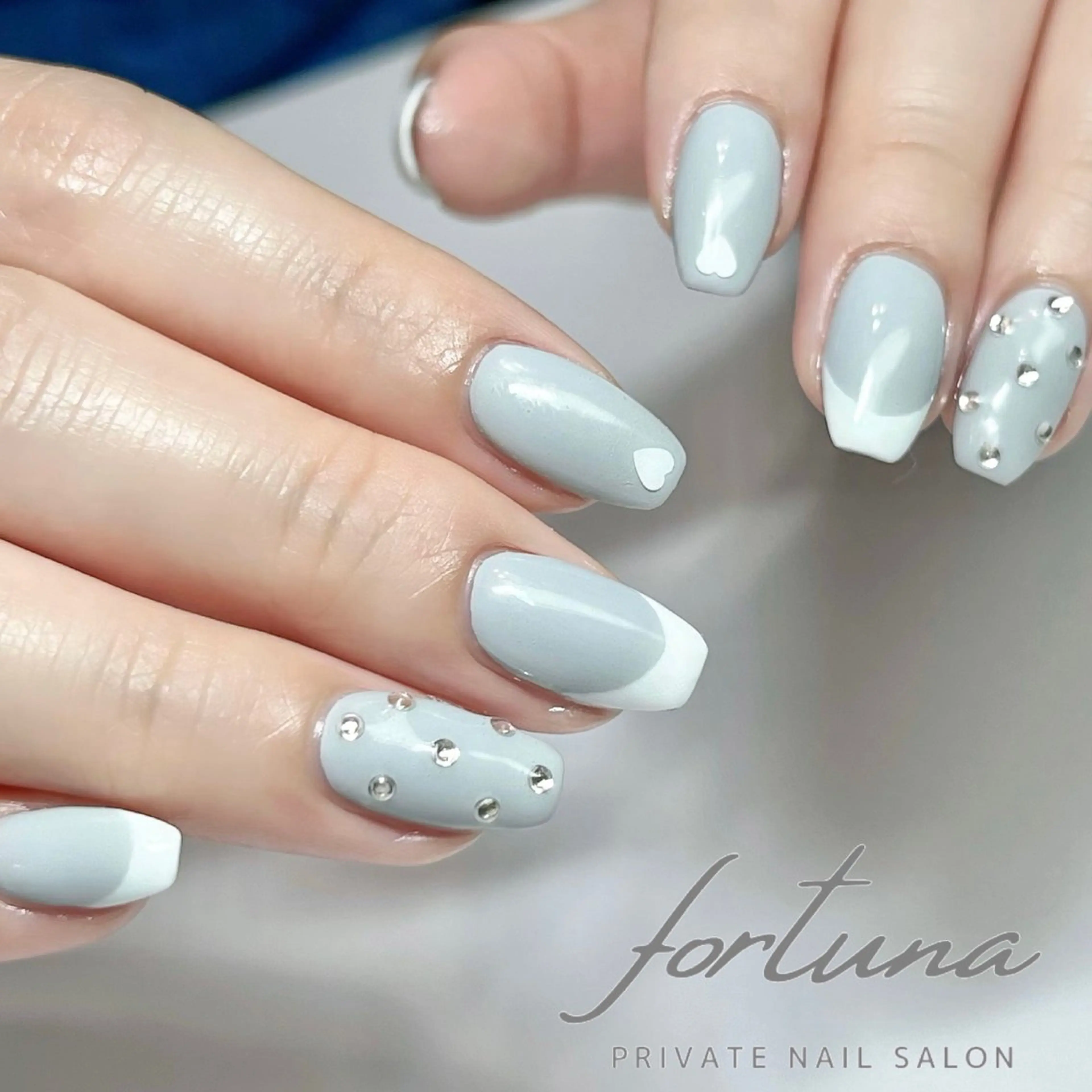 ネイル フレンチネイル ハート ハンドネイル fortuna 武藤裕美のネイルデザイン
