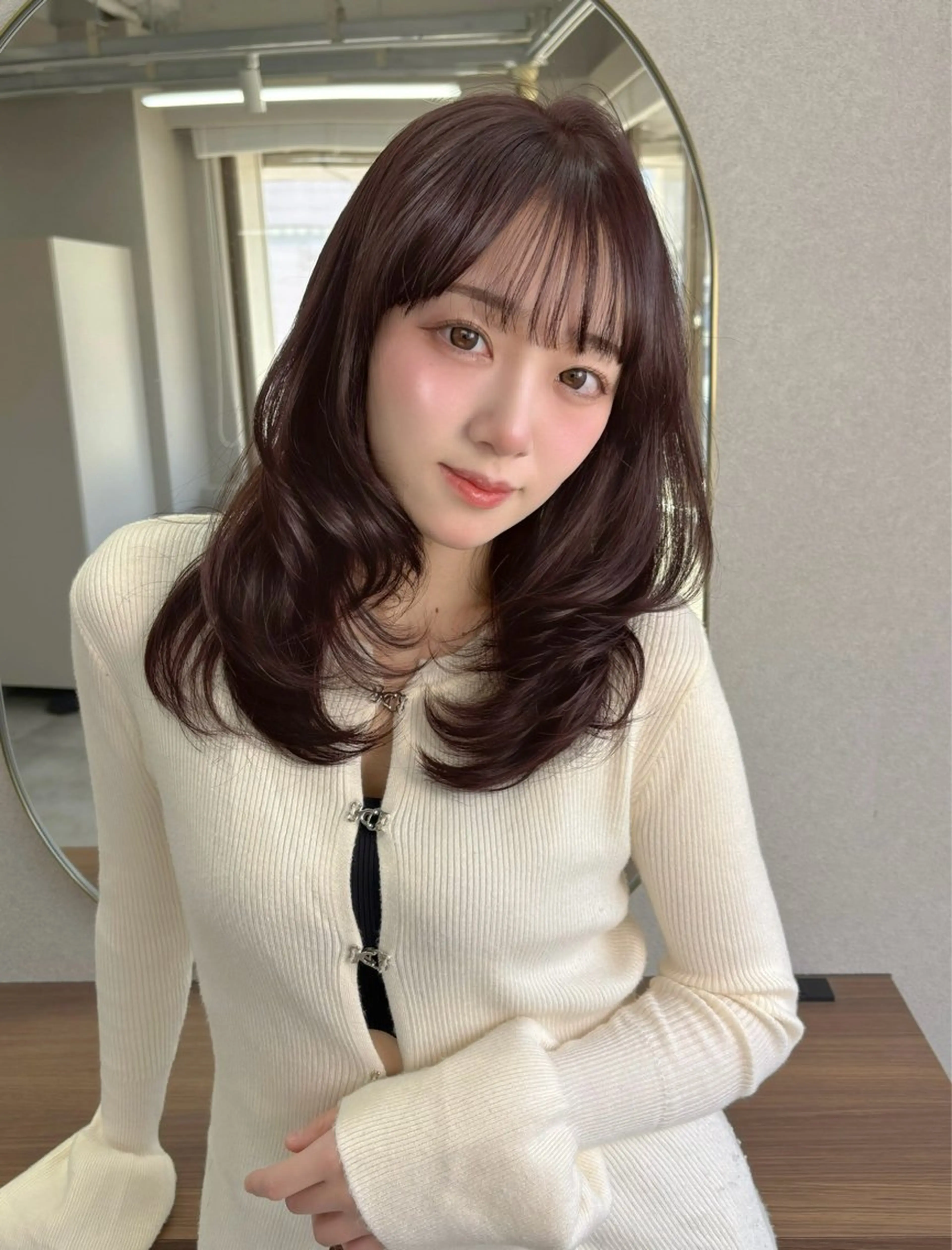 セミロング カラー ブラウンカラー ショコラグレージュ グレージュ ラベンダーカラー ラベンダーブラウン カット ヘアカラー トリートメント 藤野 結衣のヘアスタイル