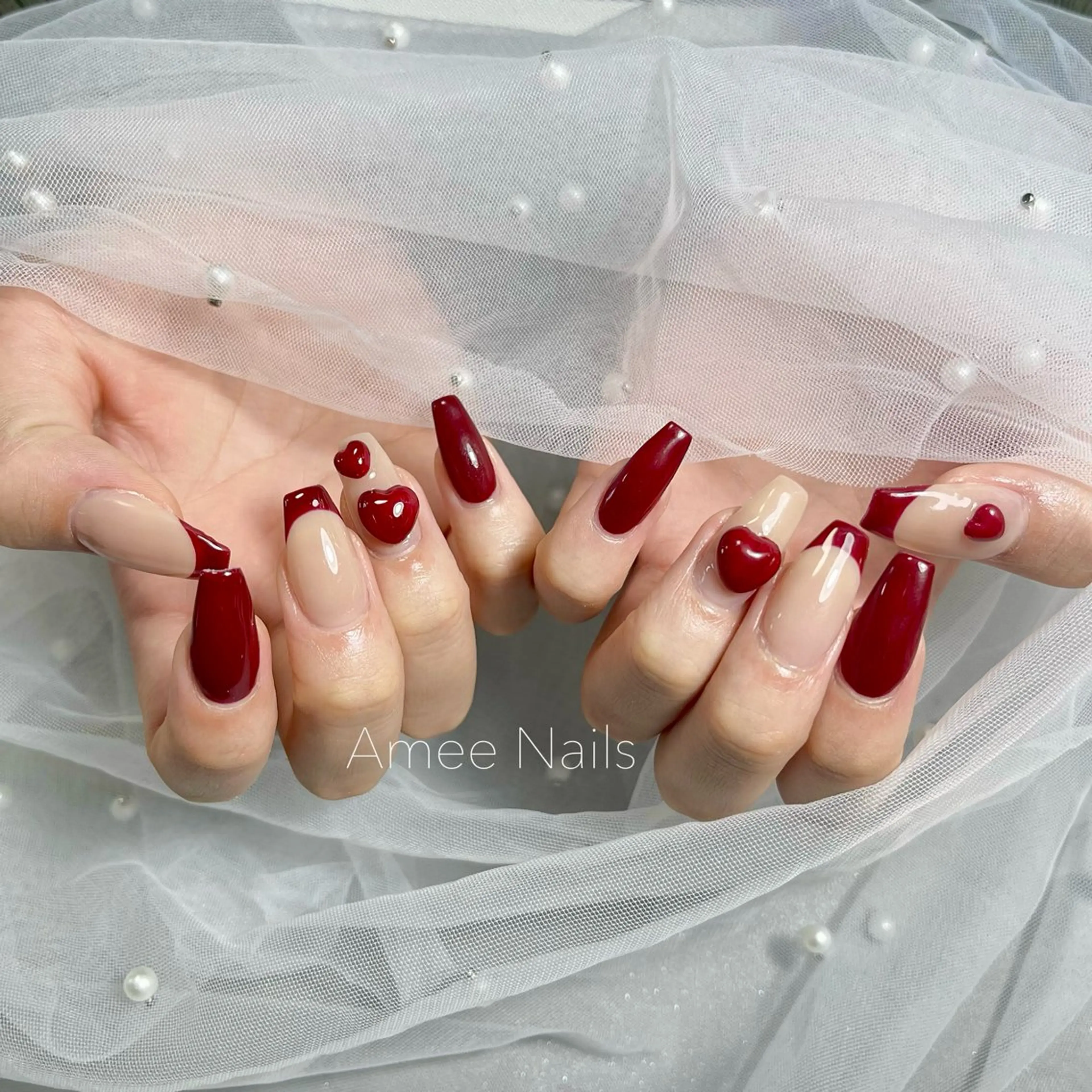 ネイル オーロラネイル クリアネイル フラッシュネイル ジェルネイル グラデーション ハンドネイル Amee Nail Salonのネイルデザイン