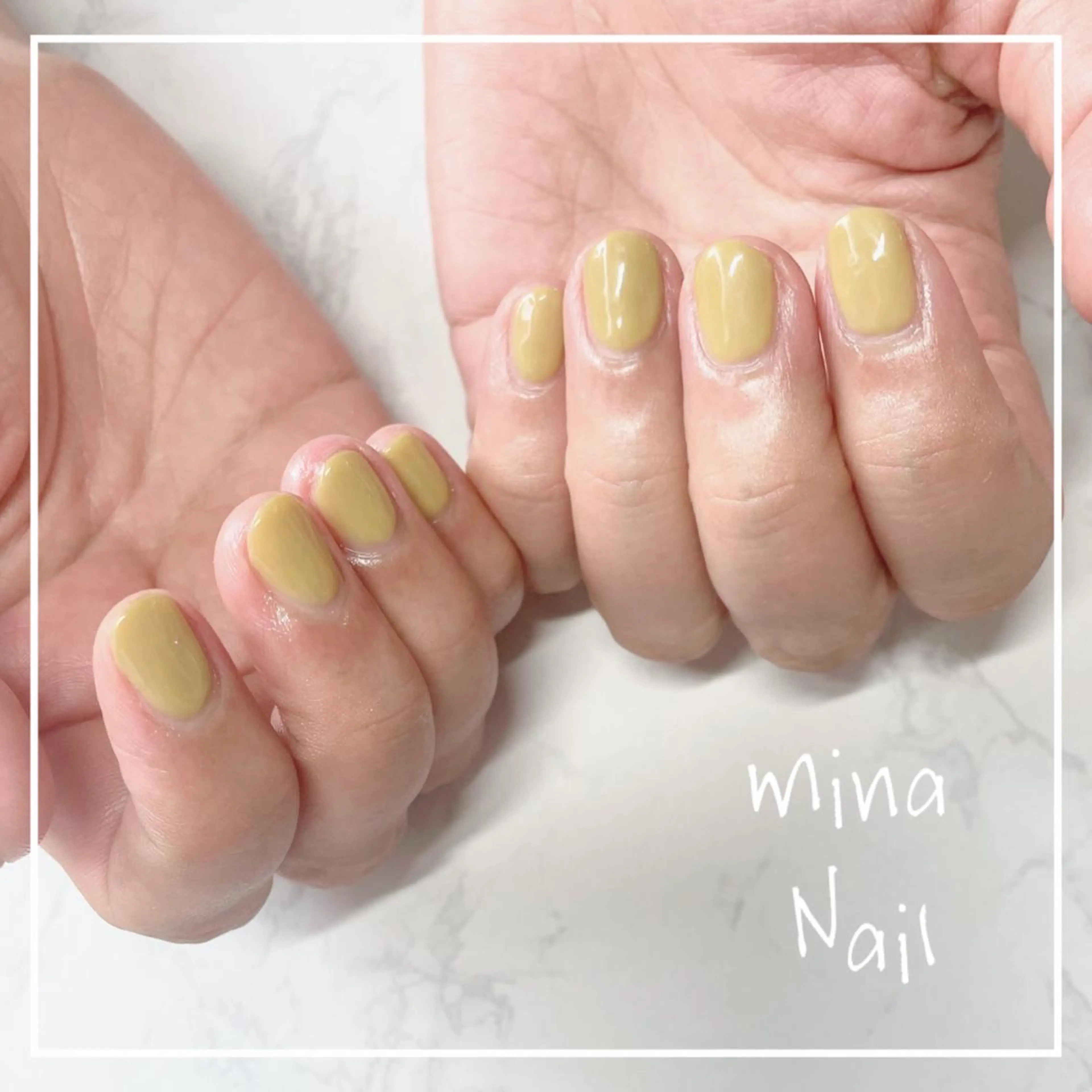 ネイル ワンカラーネイル ショートネイル 黄色 mina Nailのネイルデザイン