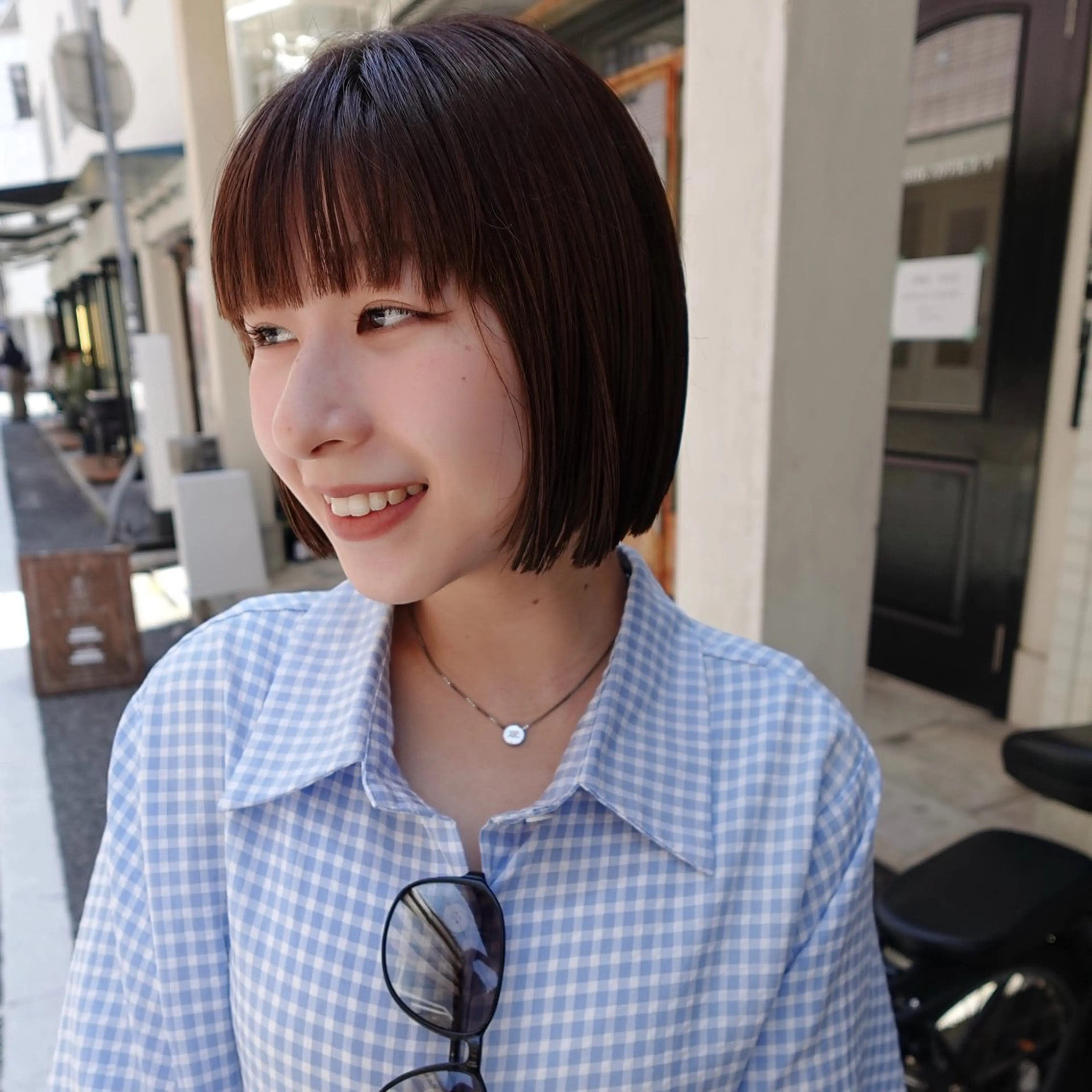 ミディアム 切りっぱなしボブ ボブ カット トリートメント 水原波津輝/ボブ /ニュアンスパーマのヘアスタイル