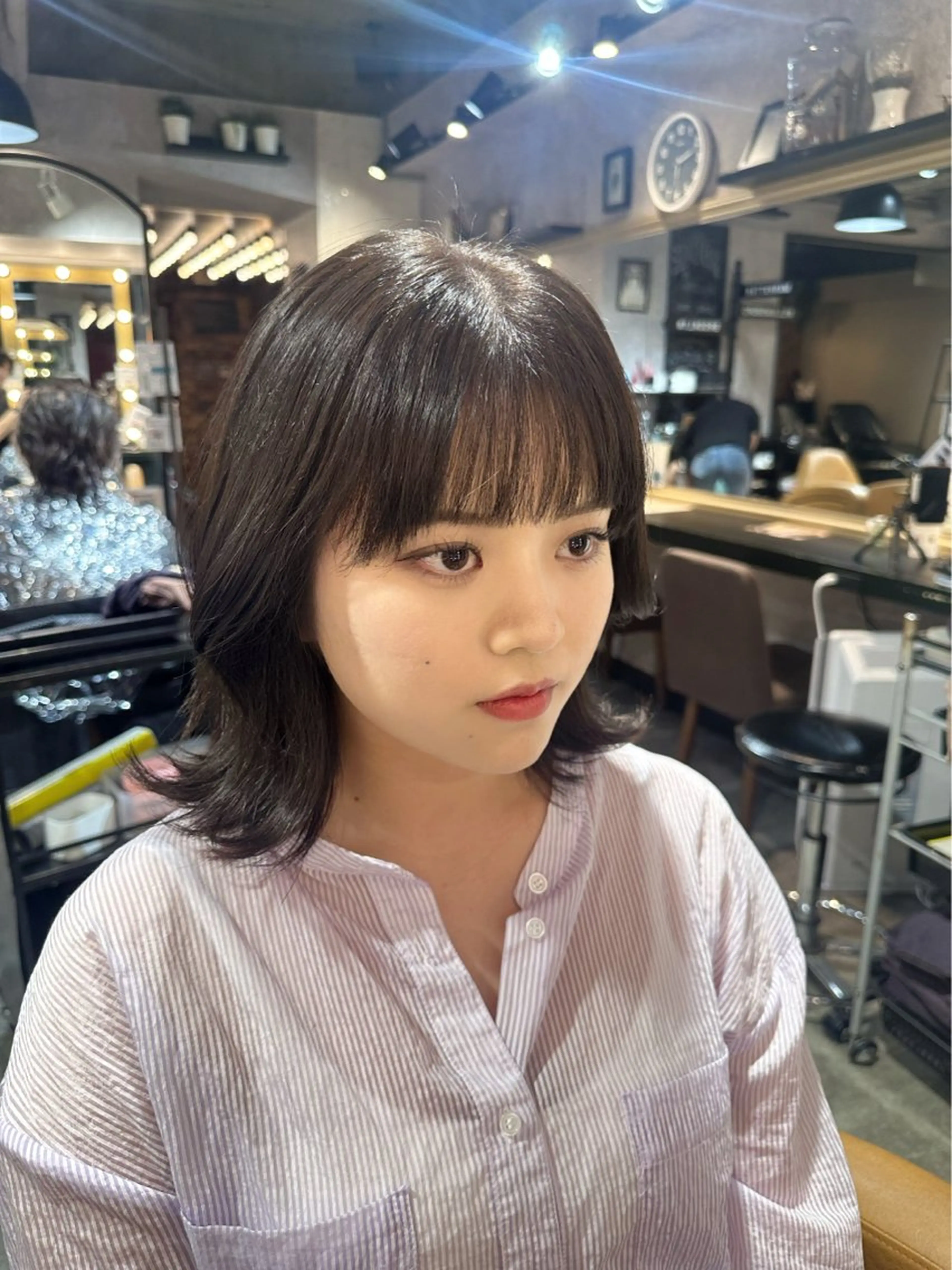 ミディアム くびれヘア 顔周りカット 韓国風ヘア 銀座副店長/レイヤー /髪質改善/田島のヘアスタイル
