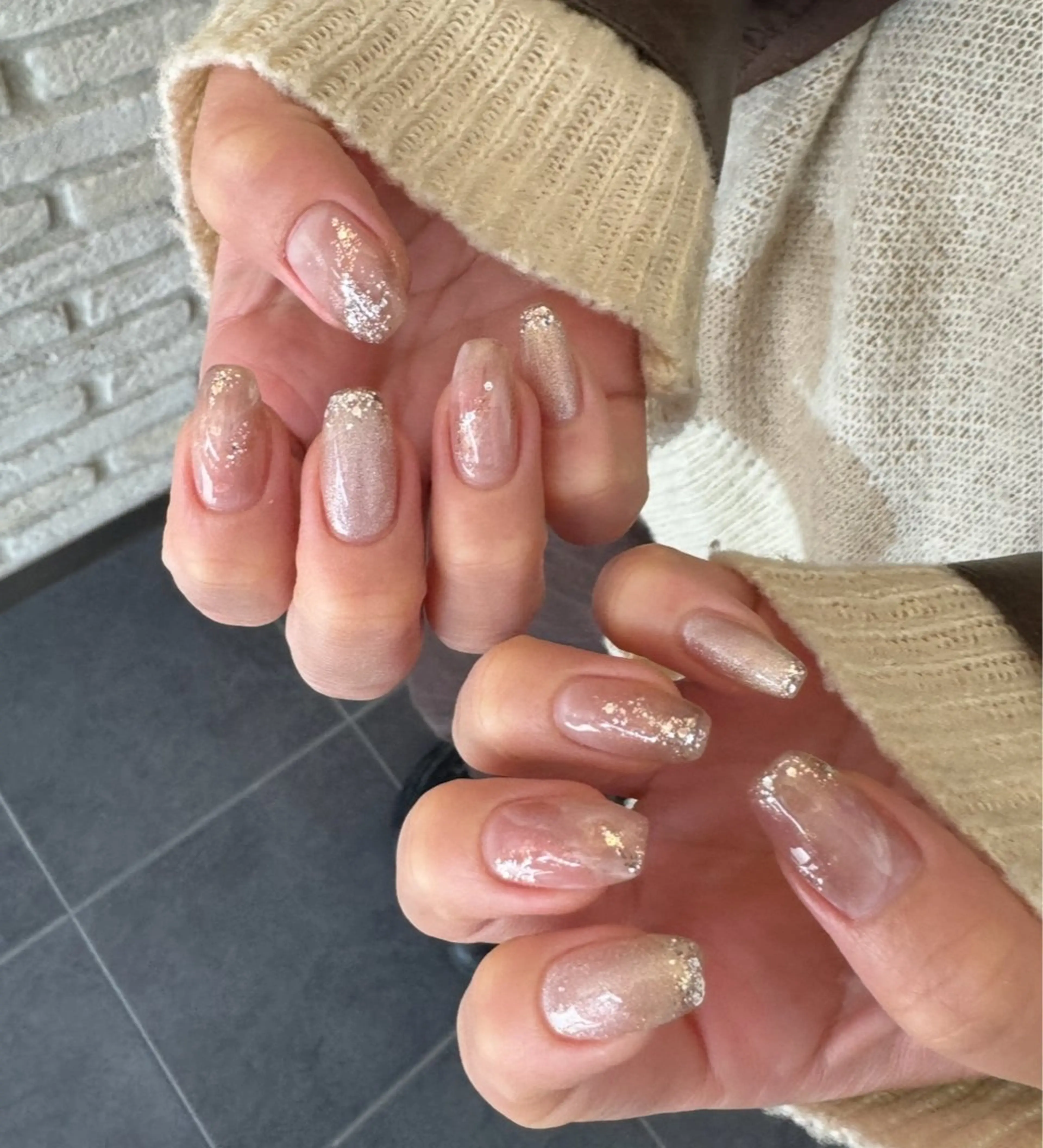 ネイル 成人式 キラキラネイル ニュアンスネイル オフィスネイル シンプルネイル Lililas サロン&スクールのネイルデザイン