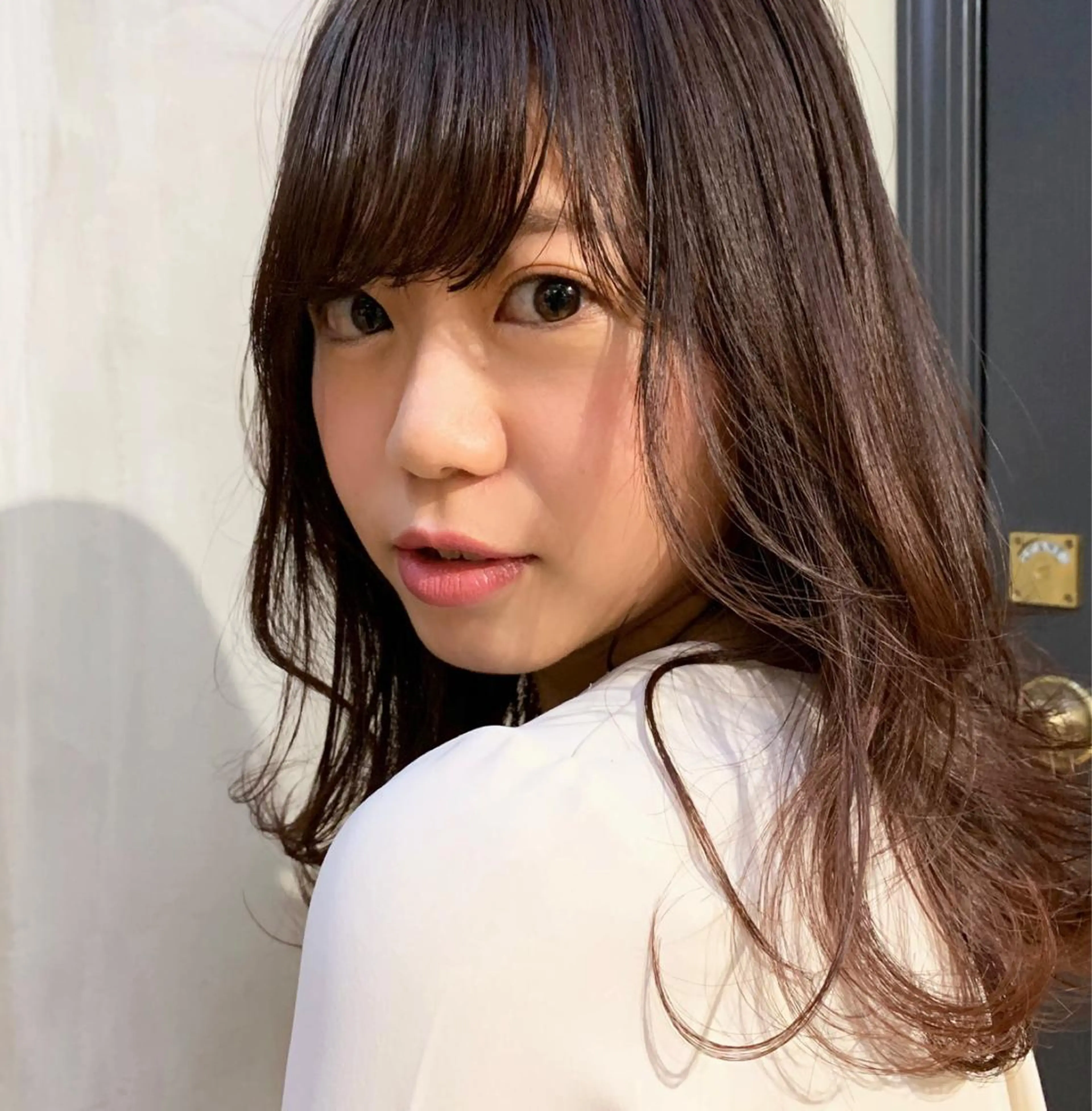 セミロング カラー 薬院:今泉/上川美幸 小顔ボブ/暗髪カラーのヘアスタイル