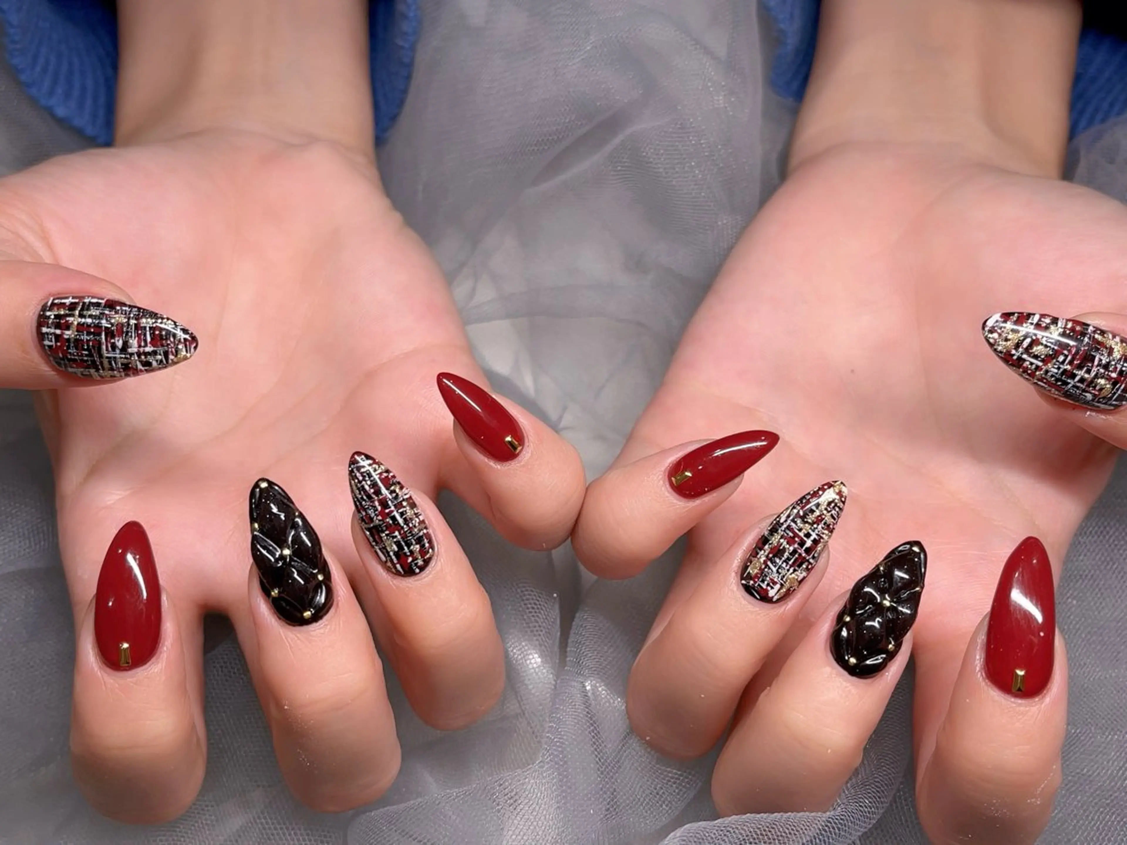 ネイル ツイードネイル ハンドネイル 悦田joieange 京橋店のネイルデザイン