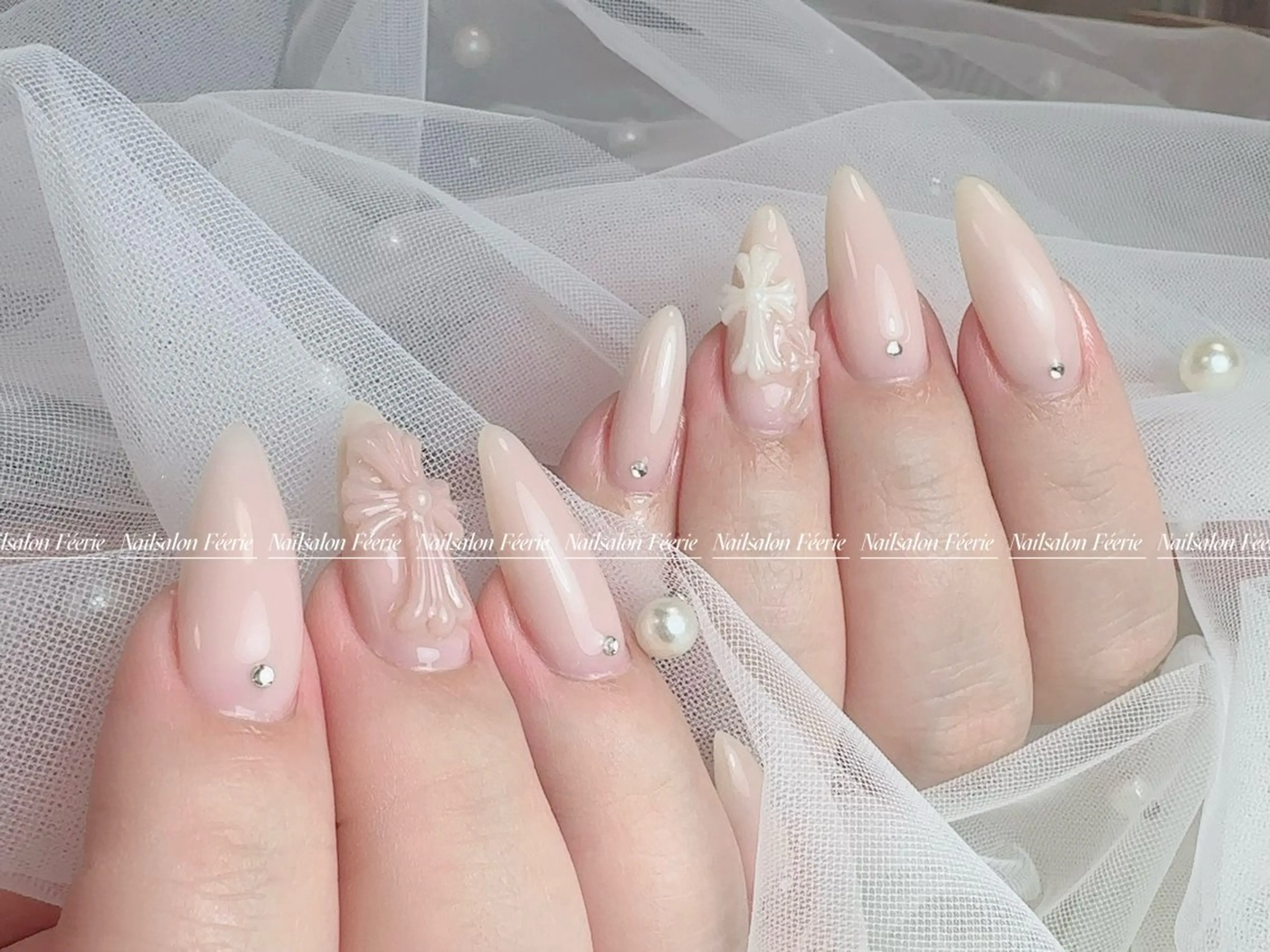 ネイル 成人式 長さ出し フットネイル フレンチネイル ジェルネイル ハンドネイル nail salon Feerieのネイルデザイン