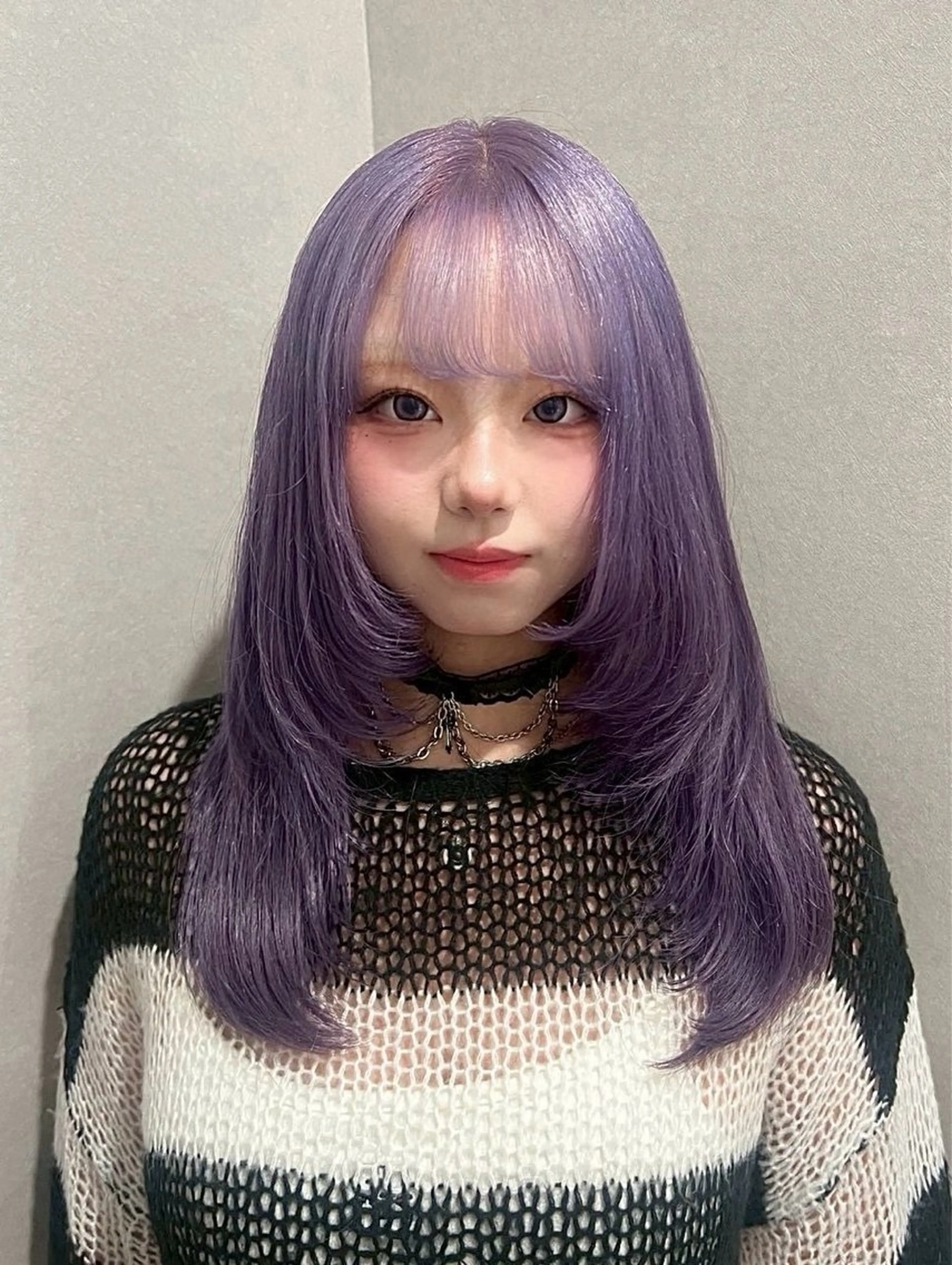 セミロング カラー ♡韓国ハイトーンモテ カラー🧡ᩚMIKUのヘアスタイル