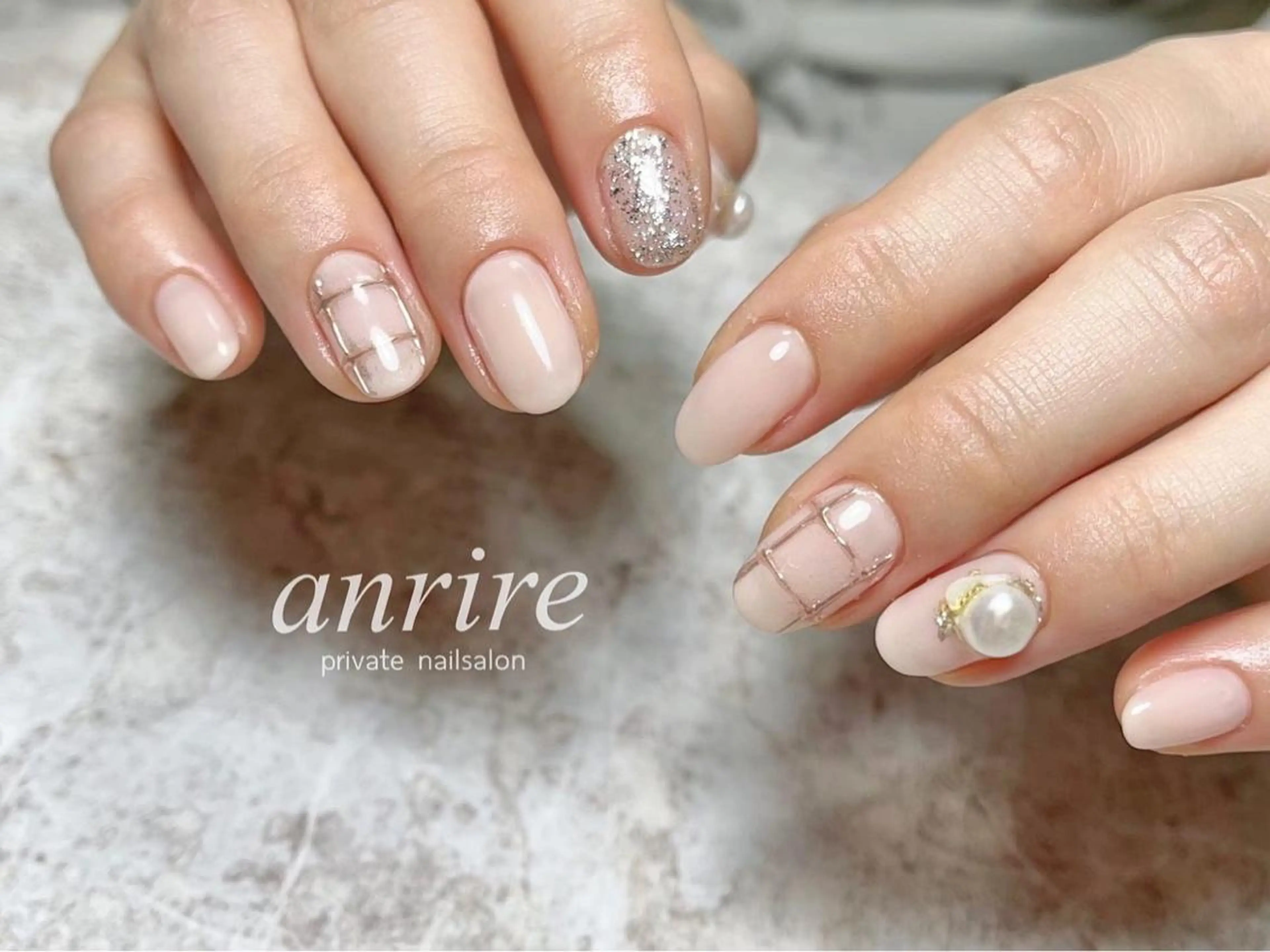 ネイル ジェルネイル ラメ(グリッター) ミラーネイル パラジェル ピンク ハンドネイル nailsalon anrireのネイルデザイン