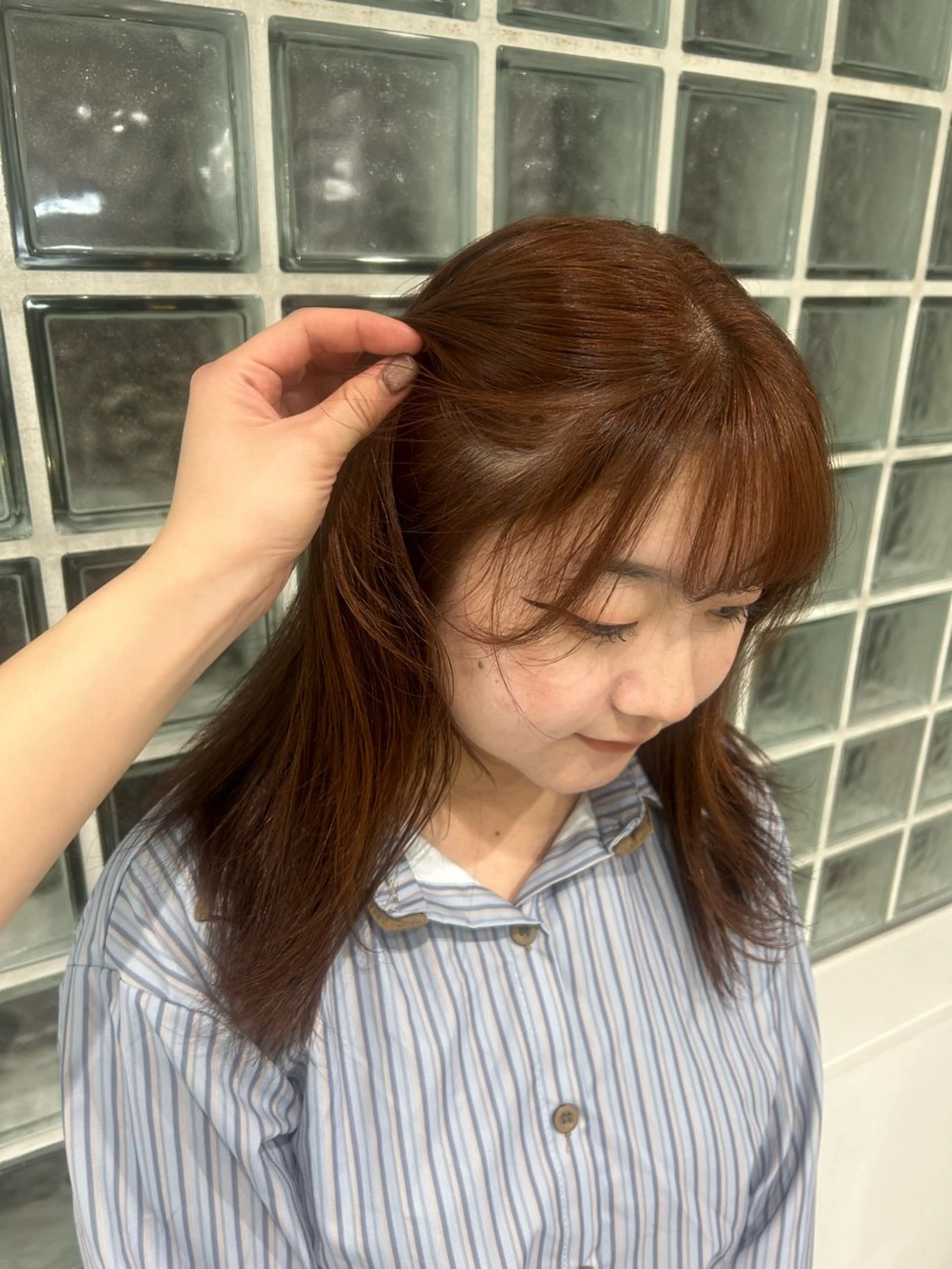 セミロング カラー カット 縮毛矯正 愛結 暖色カラー🎀🩰のヘアスタイル
