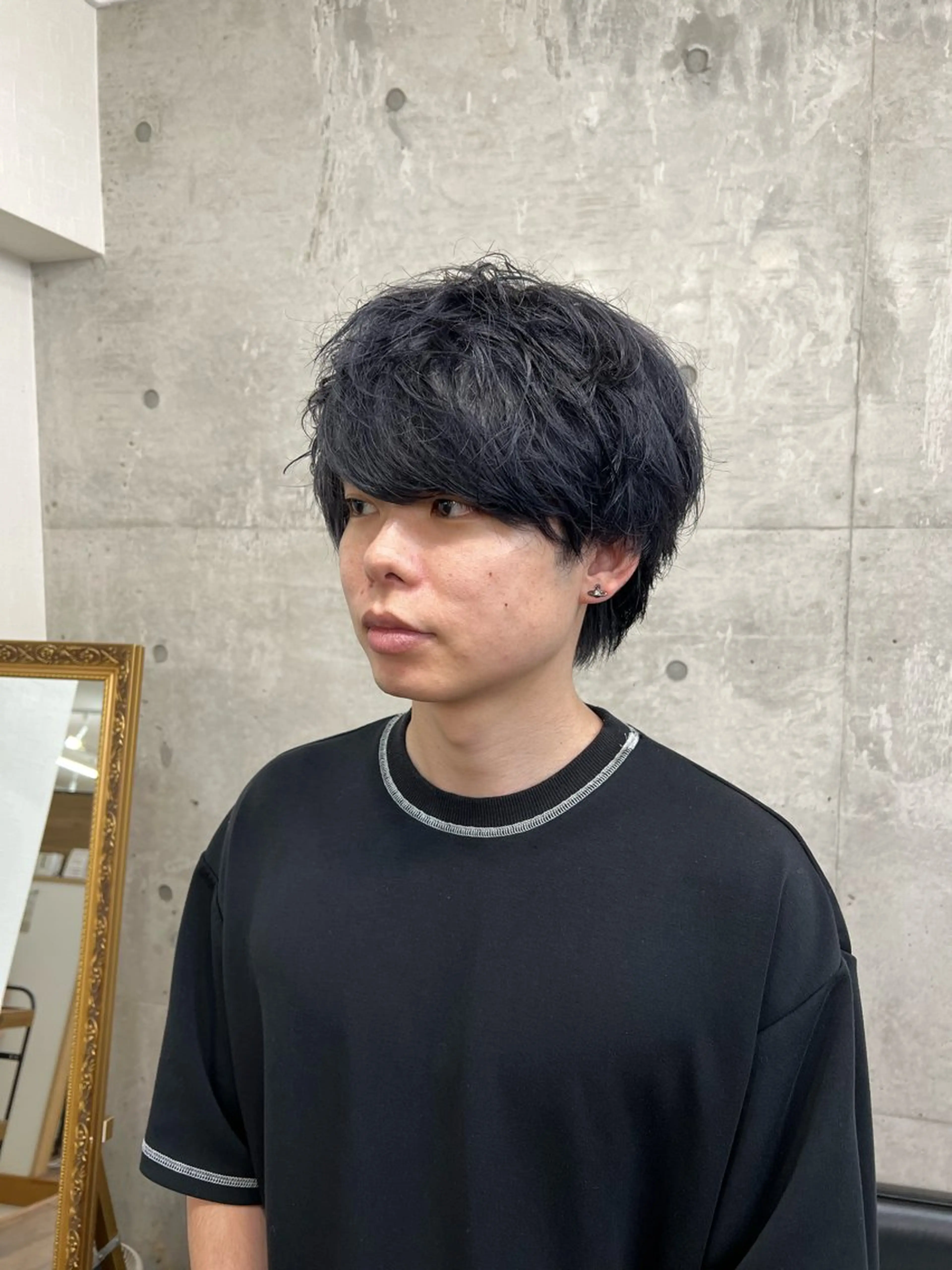 ショート カラー メンズ ブルーカラー ブルーグレー Yui/ショート /シャドウパーマのヘアスタイル