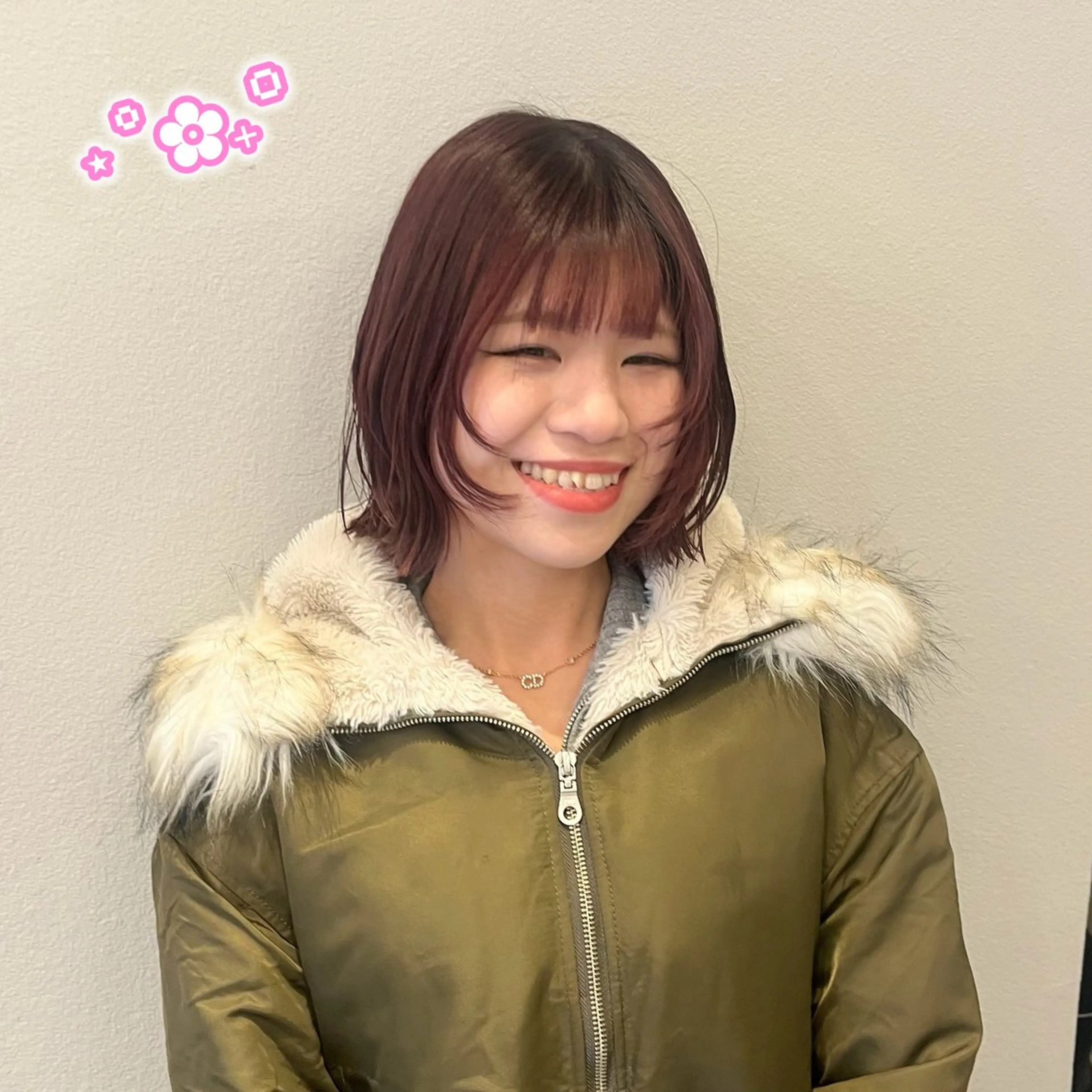 カラー ブラウンカラー レッドカラー ボブ カット ヘアカラー 顔周り/ガーリー /ヘアメ/あつはのヘアスタイル