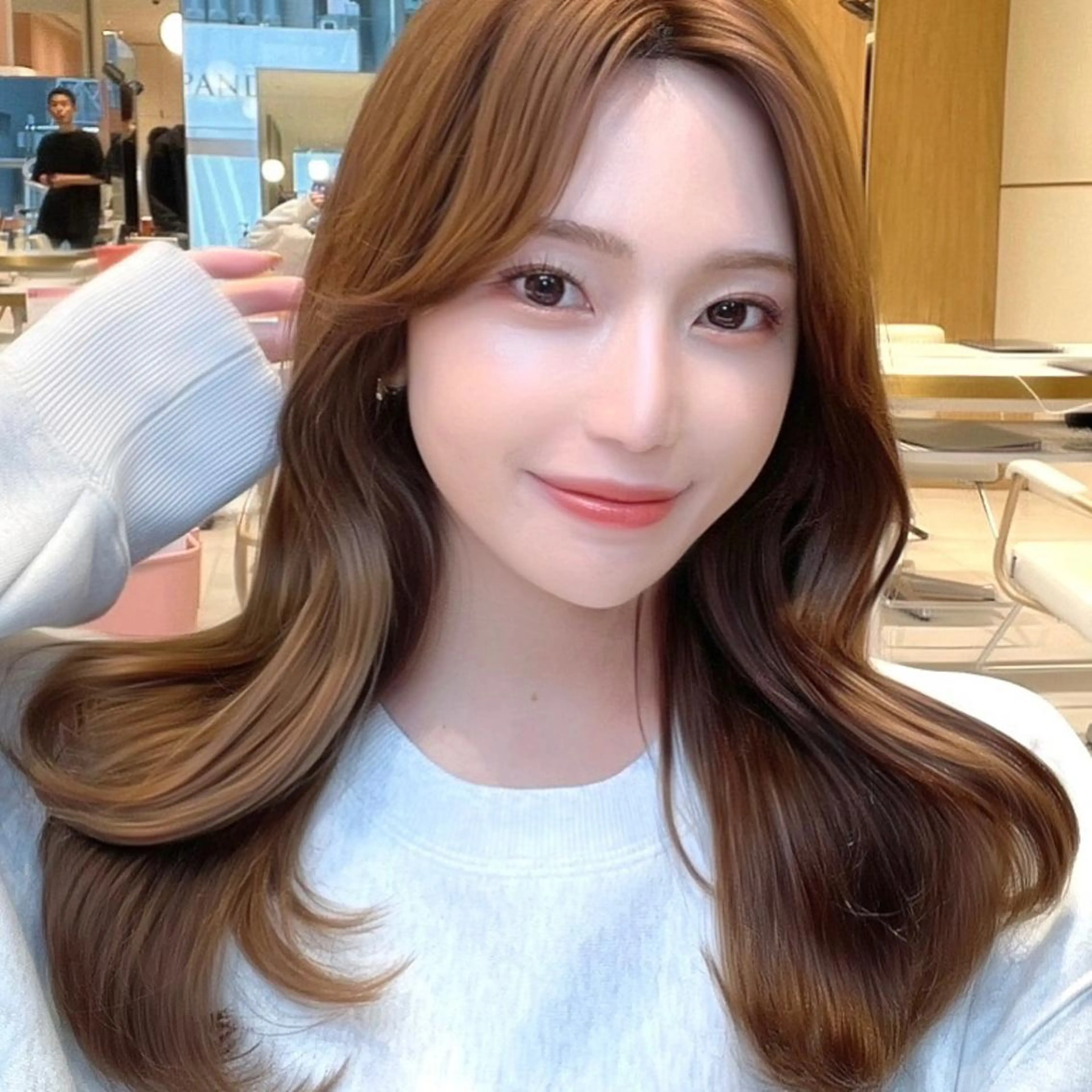 ミディアム カラー アッシュ ベージュカラー 黒髪 ブリーチ ブルーカラー 顔周り特化/韓国ヘア /レイヤー/吉野幸大のヘアスタイル