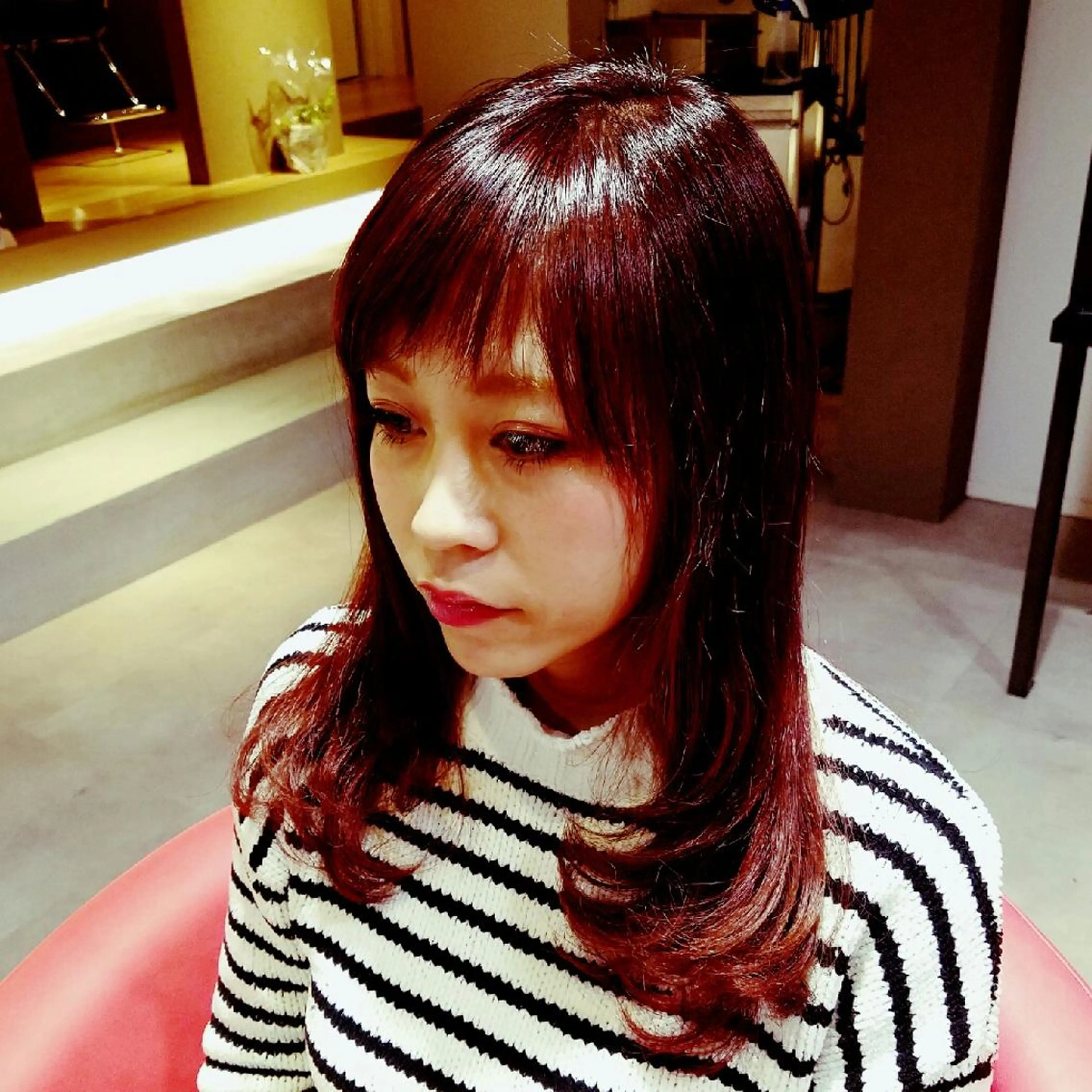 ミディアム セミロング カラー 田中 光のヘアスタイル