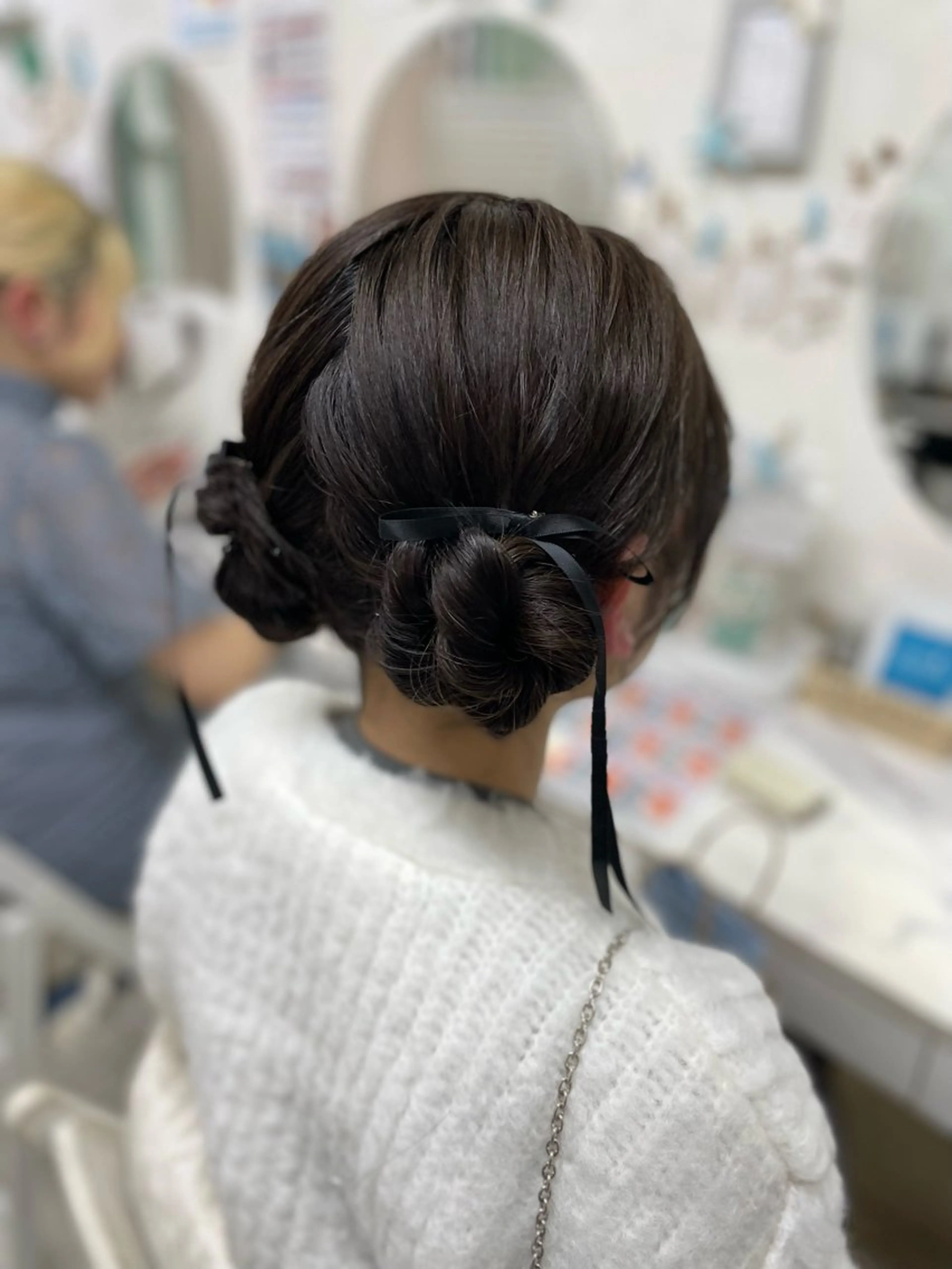 セミロング お団子ヘア ヘアセット 六本木/ヘアセット /maiのヘアスタイル