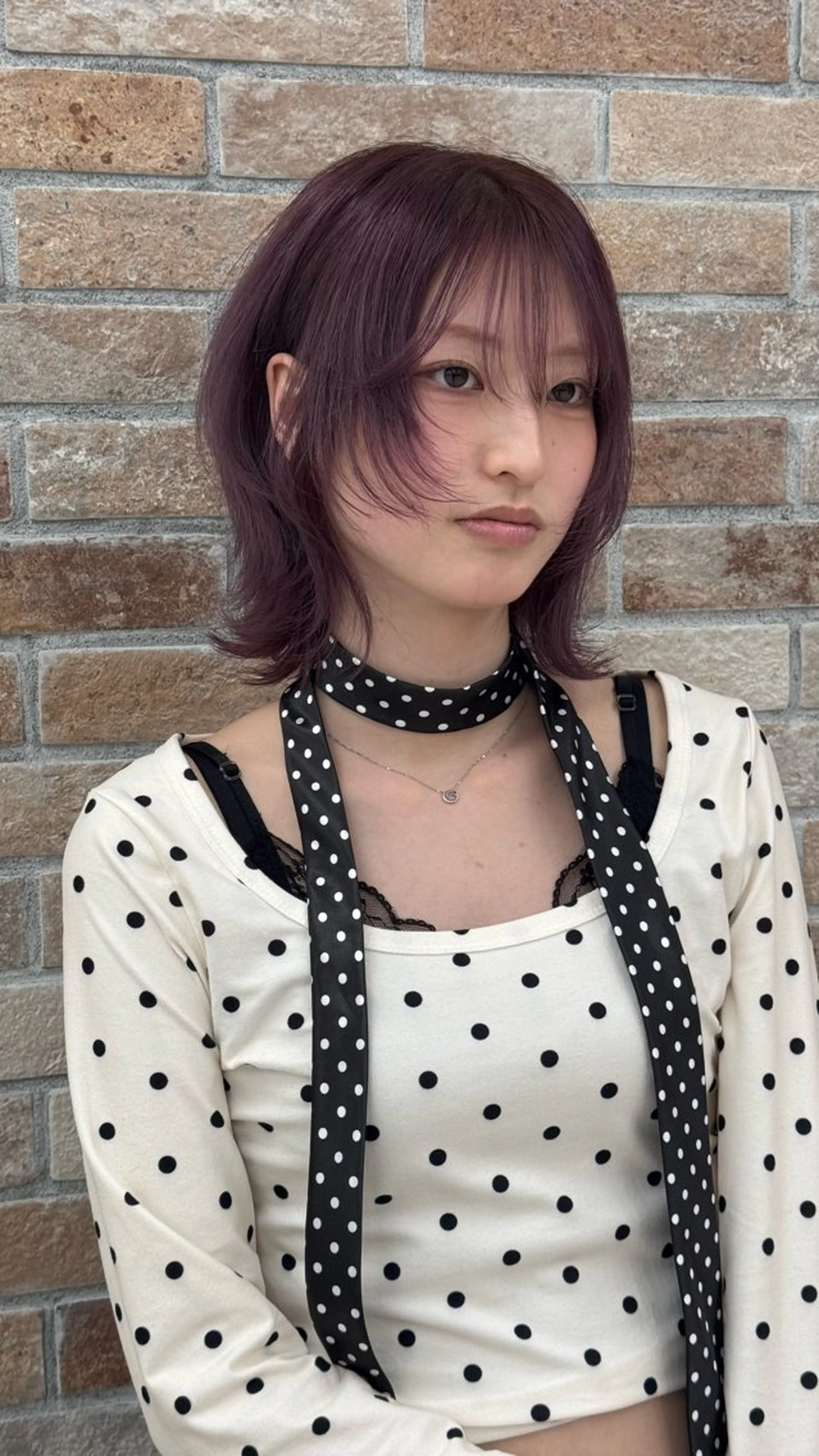 ミディアム カラー ピンクカラー ウルフカット パーマ特化 山本悠世のヘアスタイル